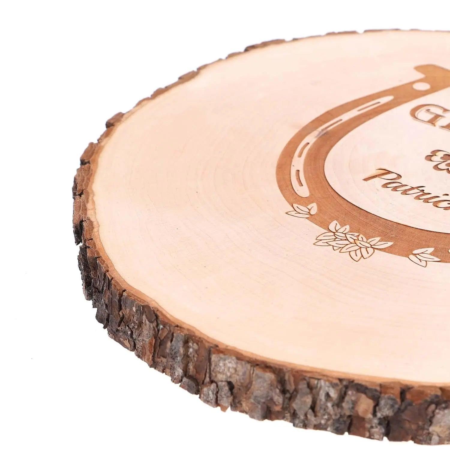 Baumscheibe Erle „Deluxe“ mit Gravur (Ø 21–24 cm)