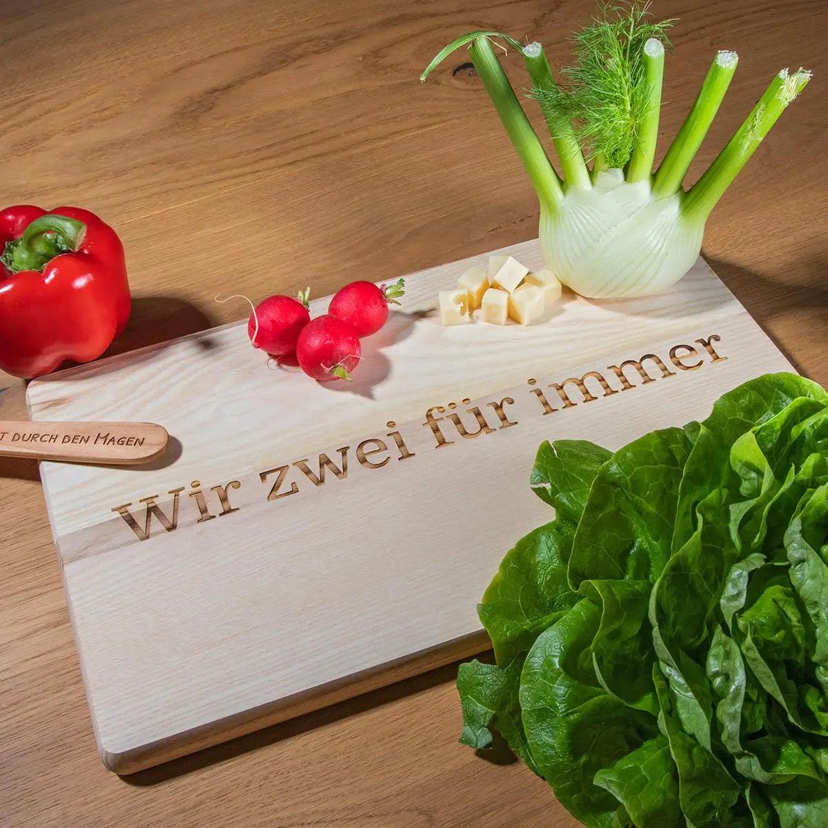 Deluxe Schneidebrett mit Gravur aus Esche