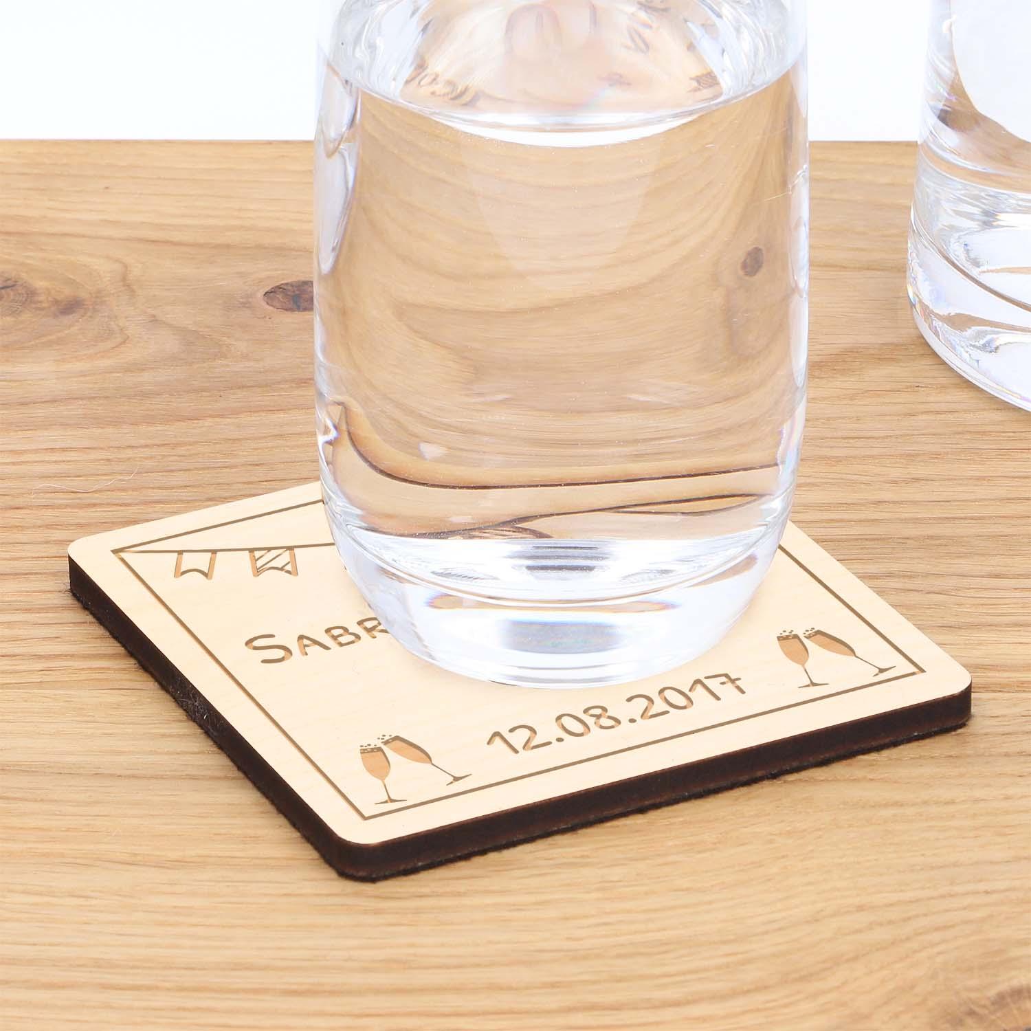 Holz Untersetzer-Set aus Zirbe mit Gravur - 4-teilig personalisiert