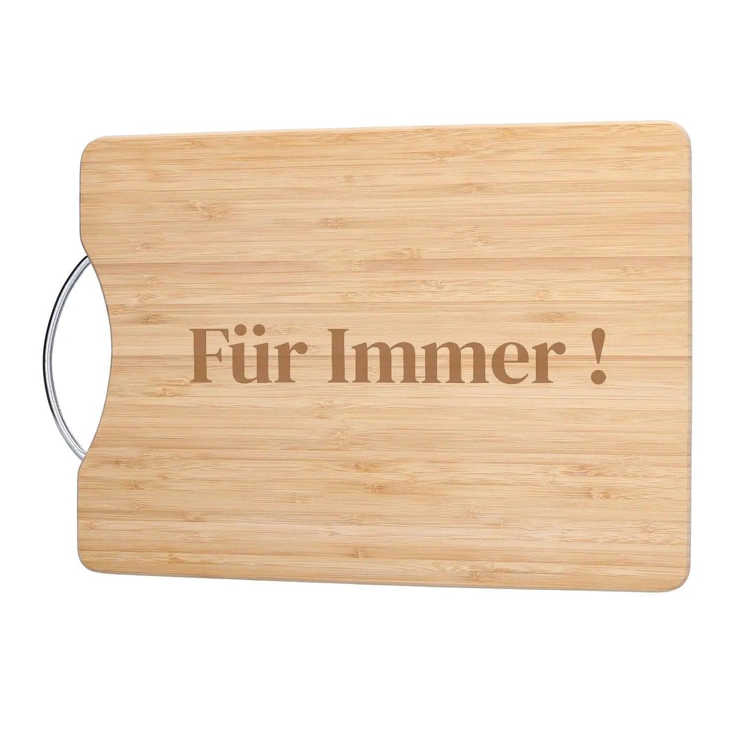 XL Schneidebrett mit Griff und Gravur aus Bambus