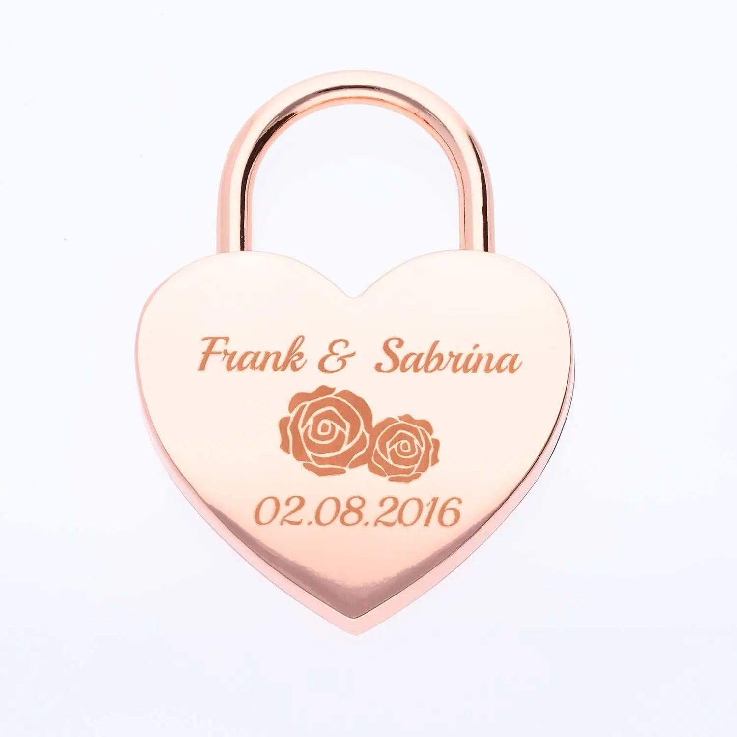 Liebesschloss Herzform Roségold mit Gravur