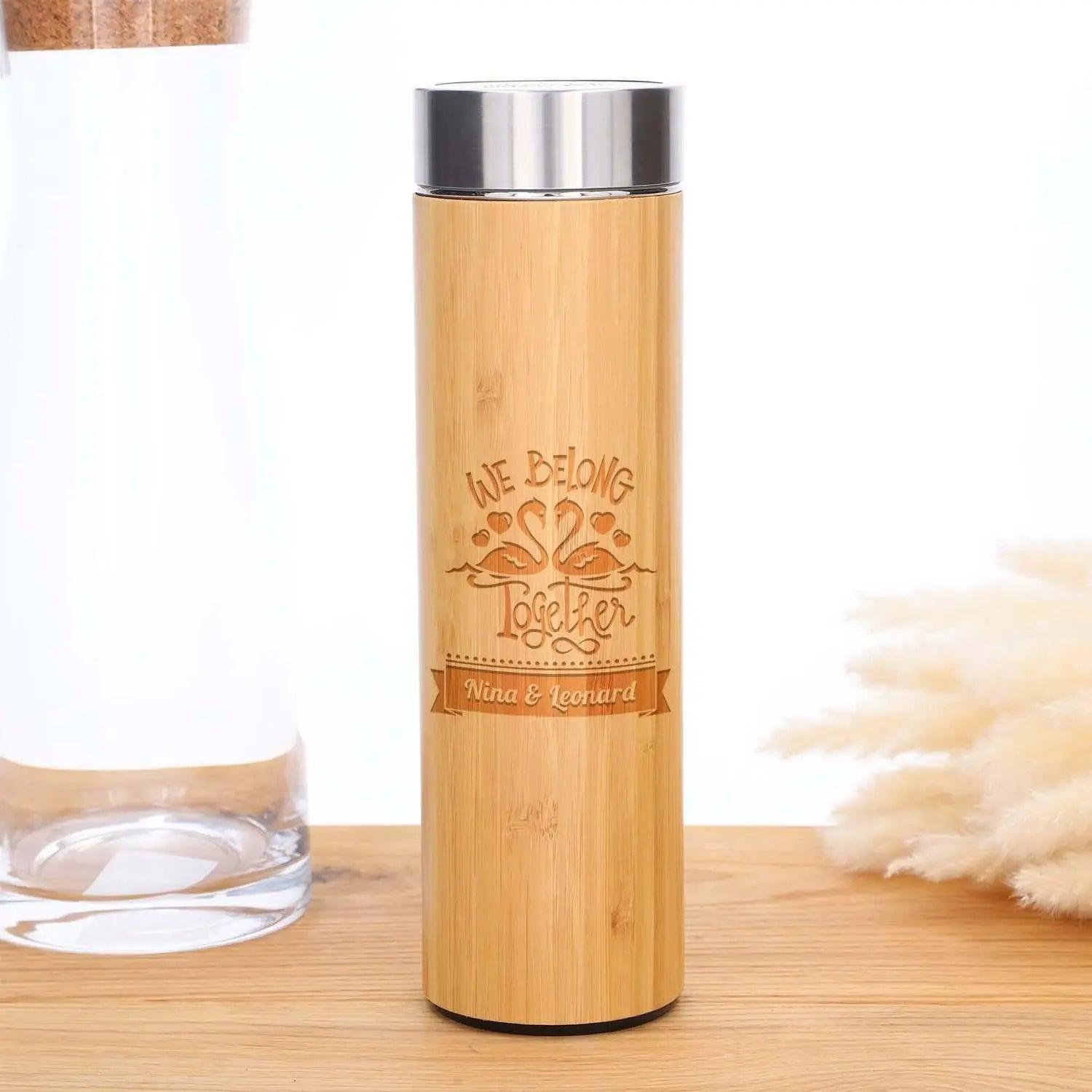 Deluxe Isolierflasche aus Bambus mit Gravur