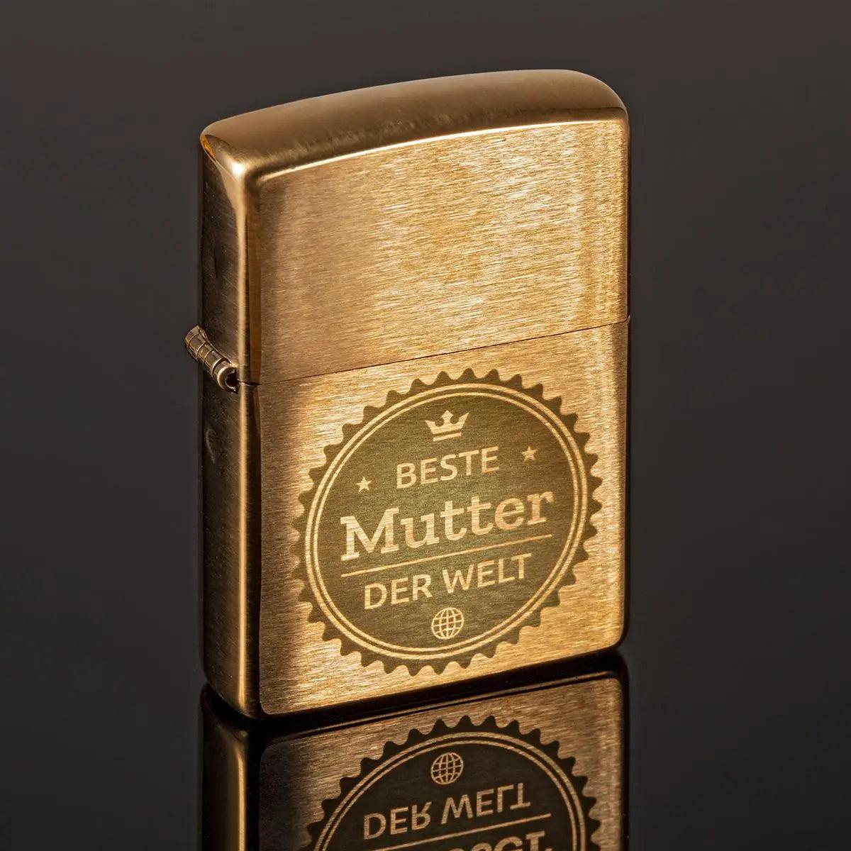 Zippo Brass Brushed Gold mit Gravur - originales windfestes Benzinfeuerzeug