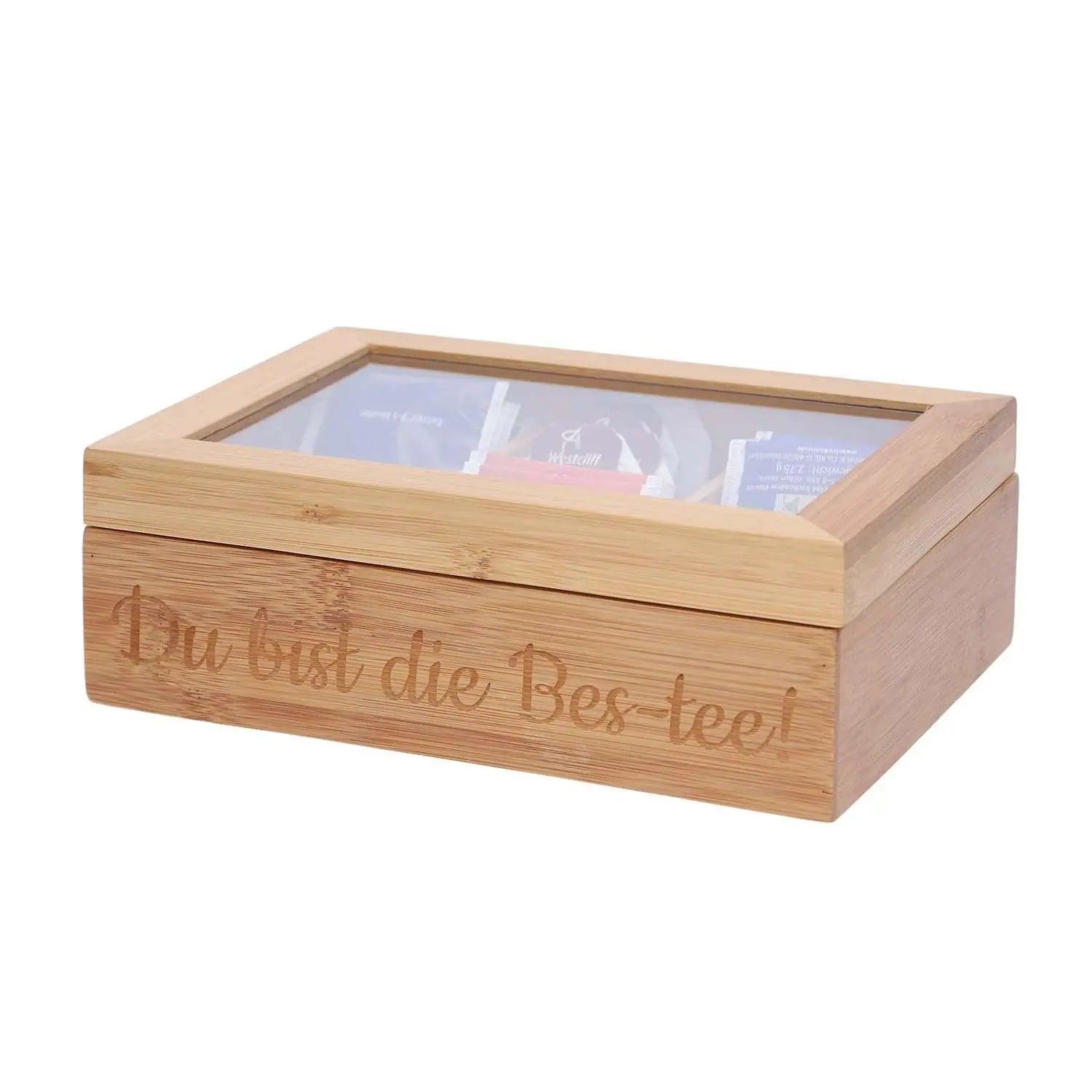 Teebox mit transparentem Deckel und Gravur