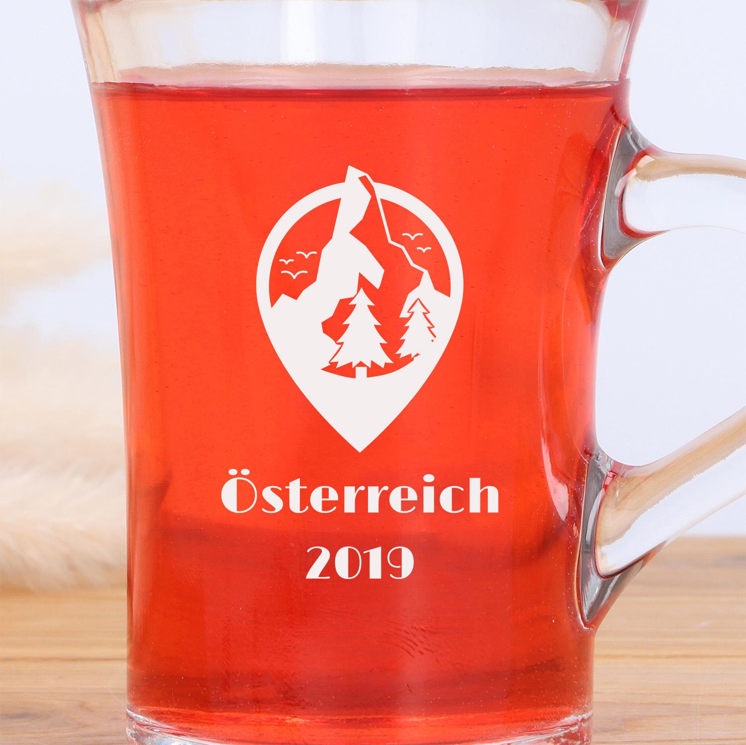 Teeglas "Madurai" mit Gravur und Henkel - personalisiert