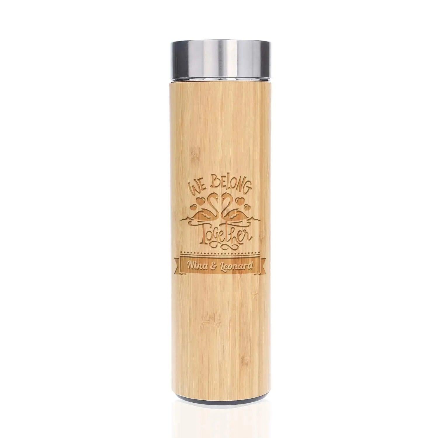 Deluxe Isolierflasche aus Bambus mit Gravur