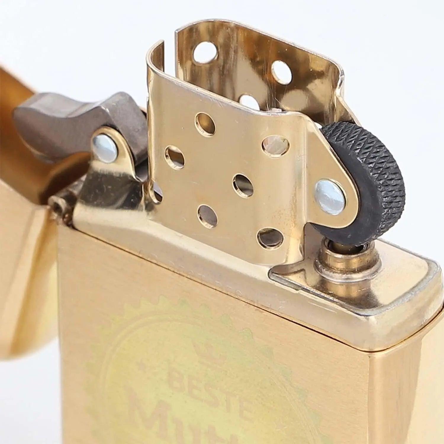 Zippo Brass Brushed Gold mit Gravur - originales windfestes Benzinfeuerzeug