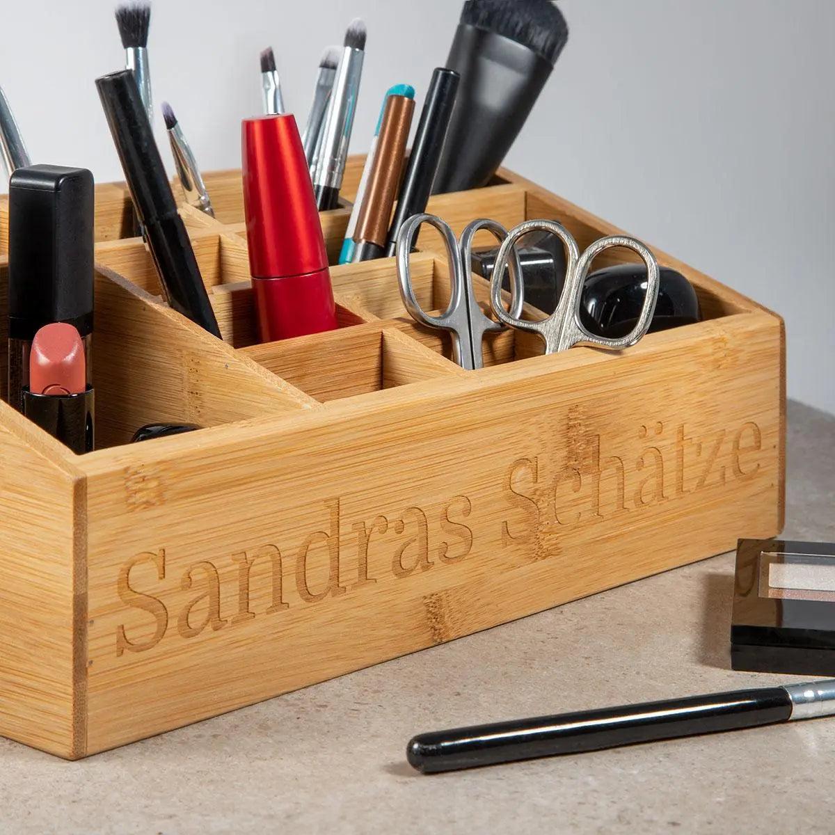 Organizer aus Bambus mit Gravur - Schreibtisch-Organizer personalisiert