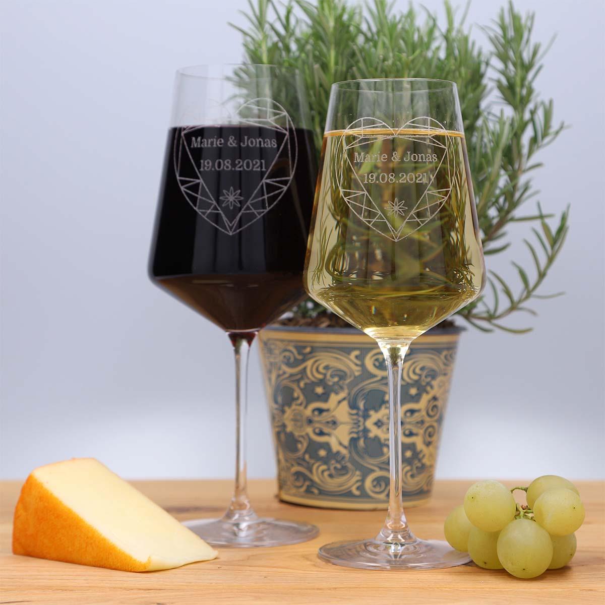 LEONARDO Weinglas-Set mit Gravur für Rot- und Weißwein