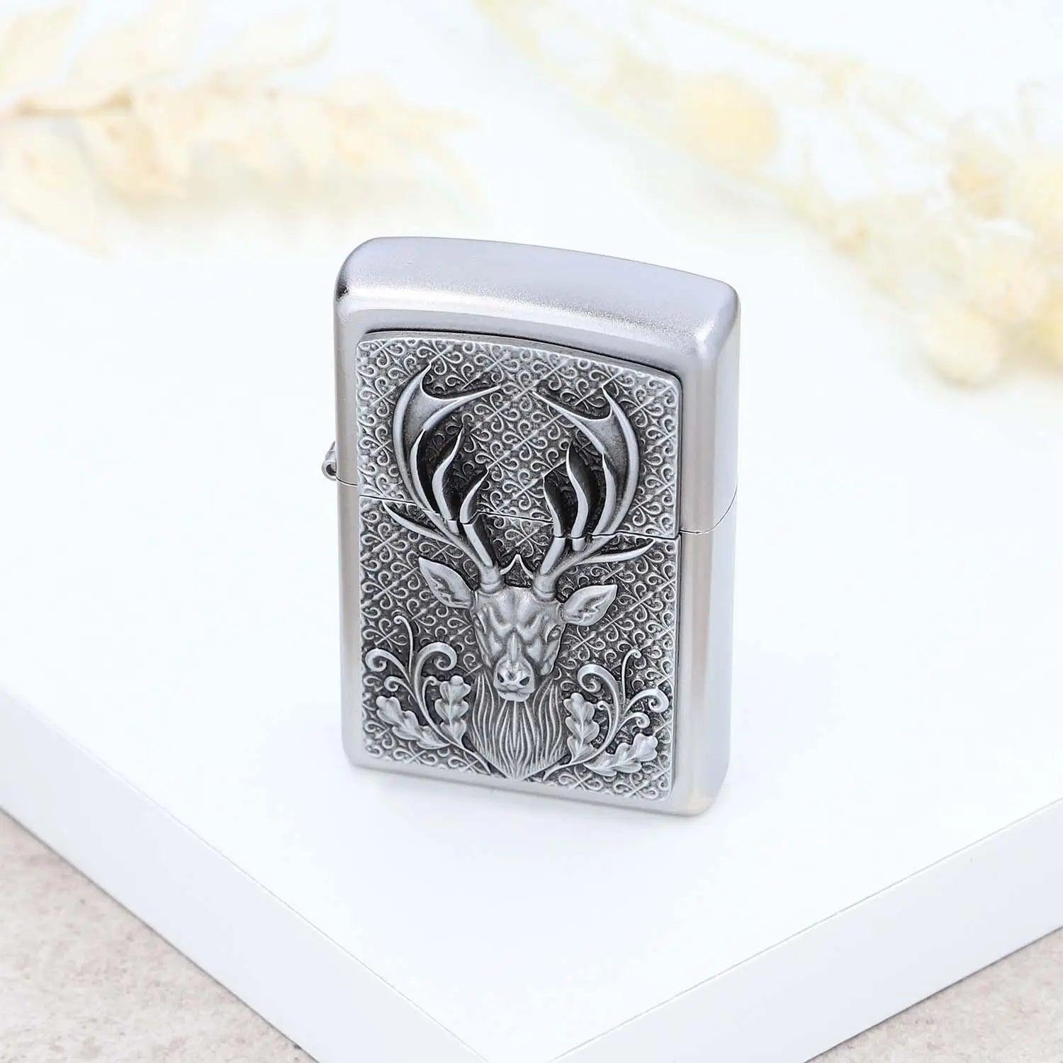 Premium Zippo Hirsch mit Gravur - originales windfestes Benzinfeuerzeug