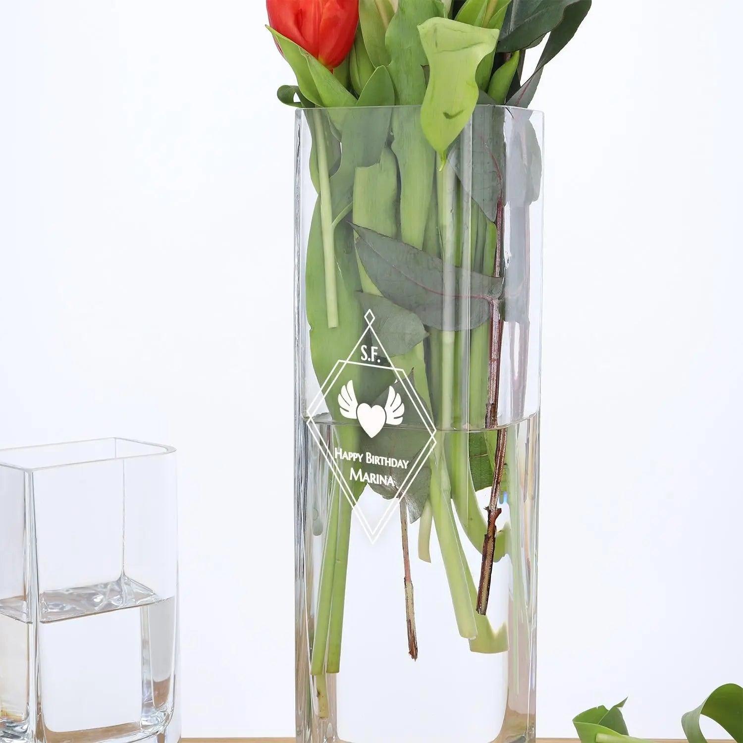 LEONARDO Vase mit Gravur Lucca 40 cm - personalisierbare Glasvase als Geschenk