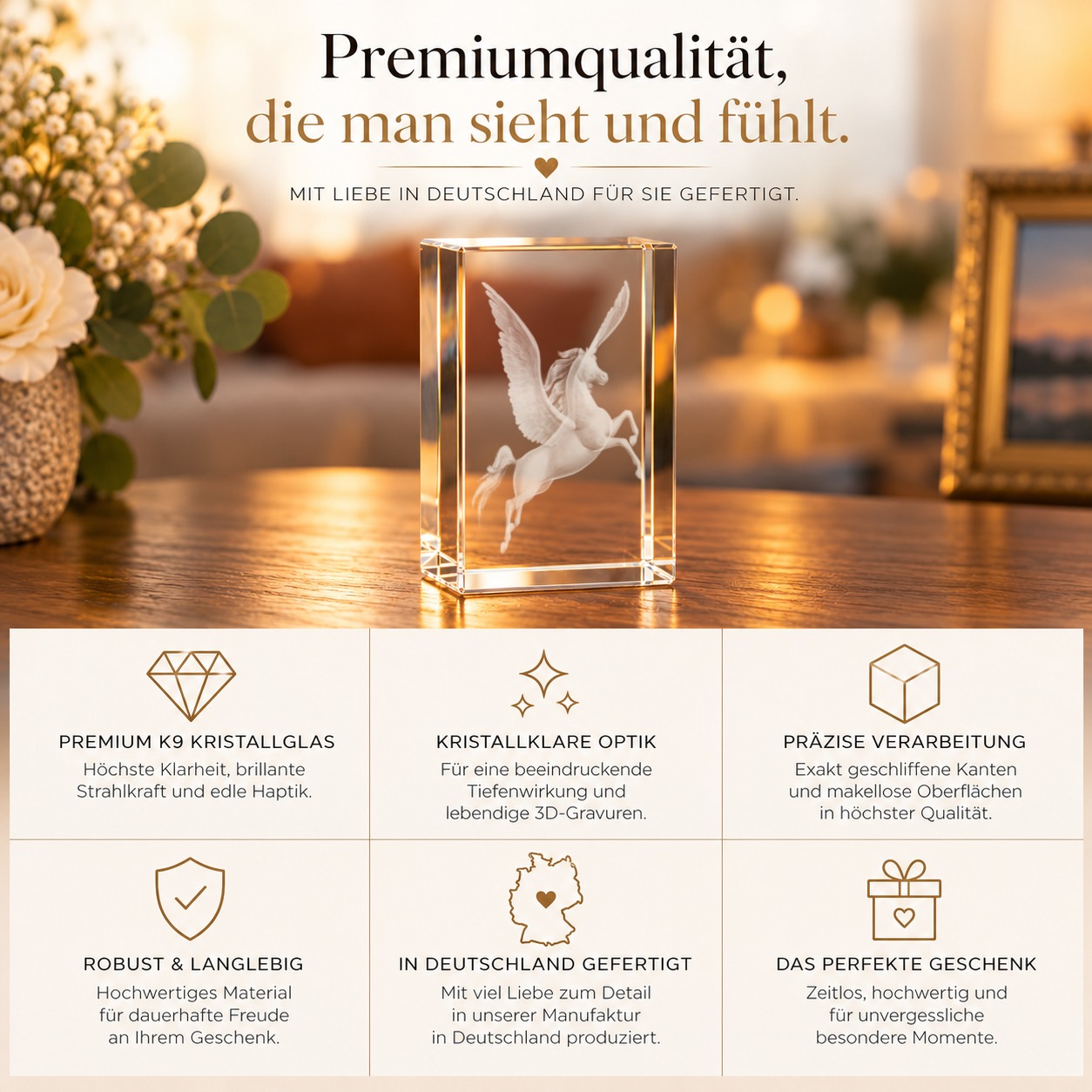 3D Glasquader Motiv: Pegasus – Qualität