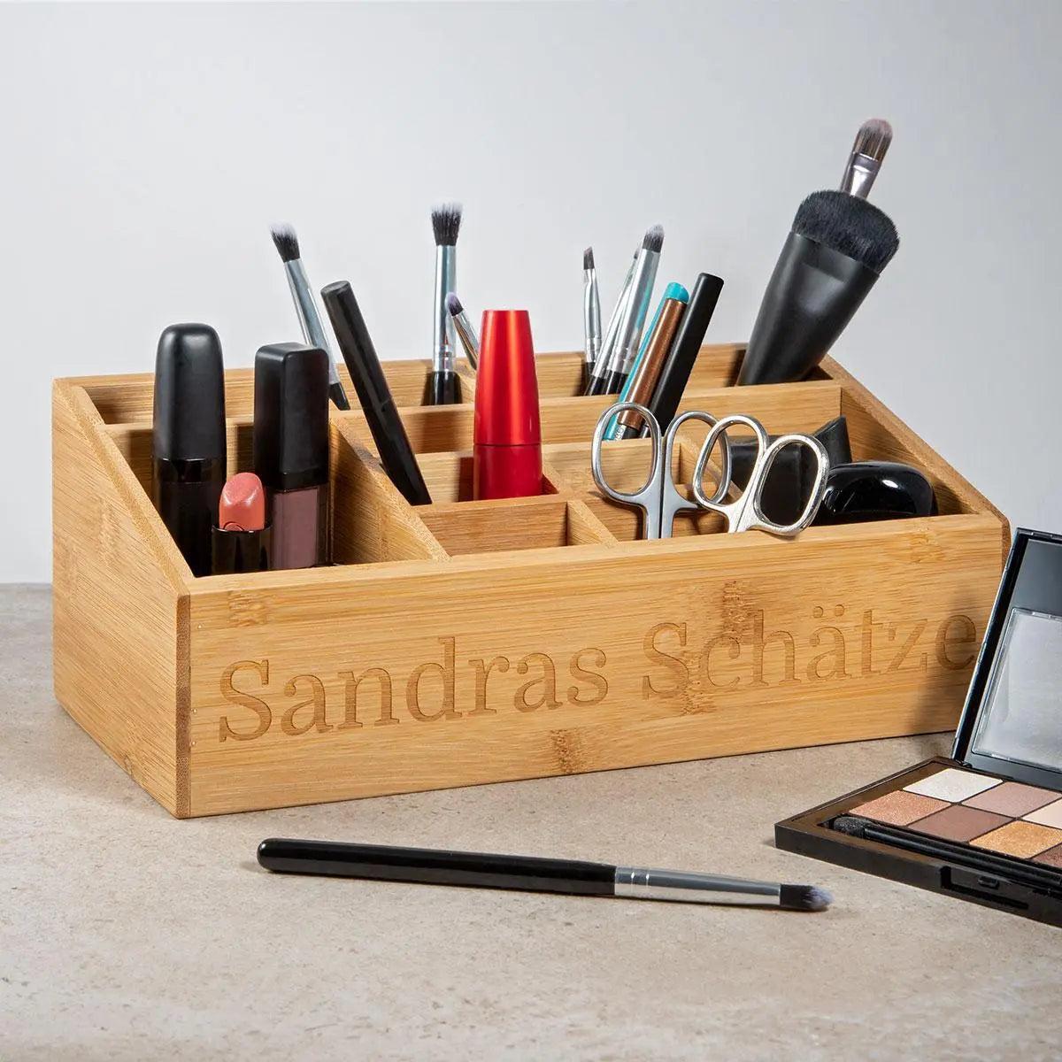 Organizer aus Bambus mit Gravur - Schreibtisch-Organizer personalisiert