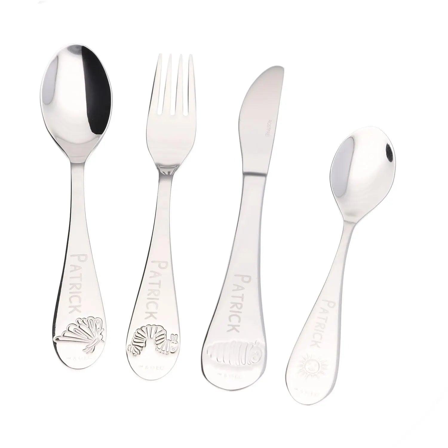 Kinderbesteck "Raupe Nimmersatt" (4-teilig mit Gravur)