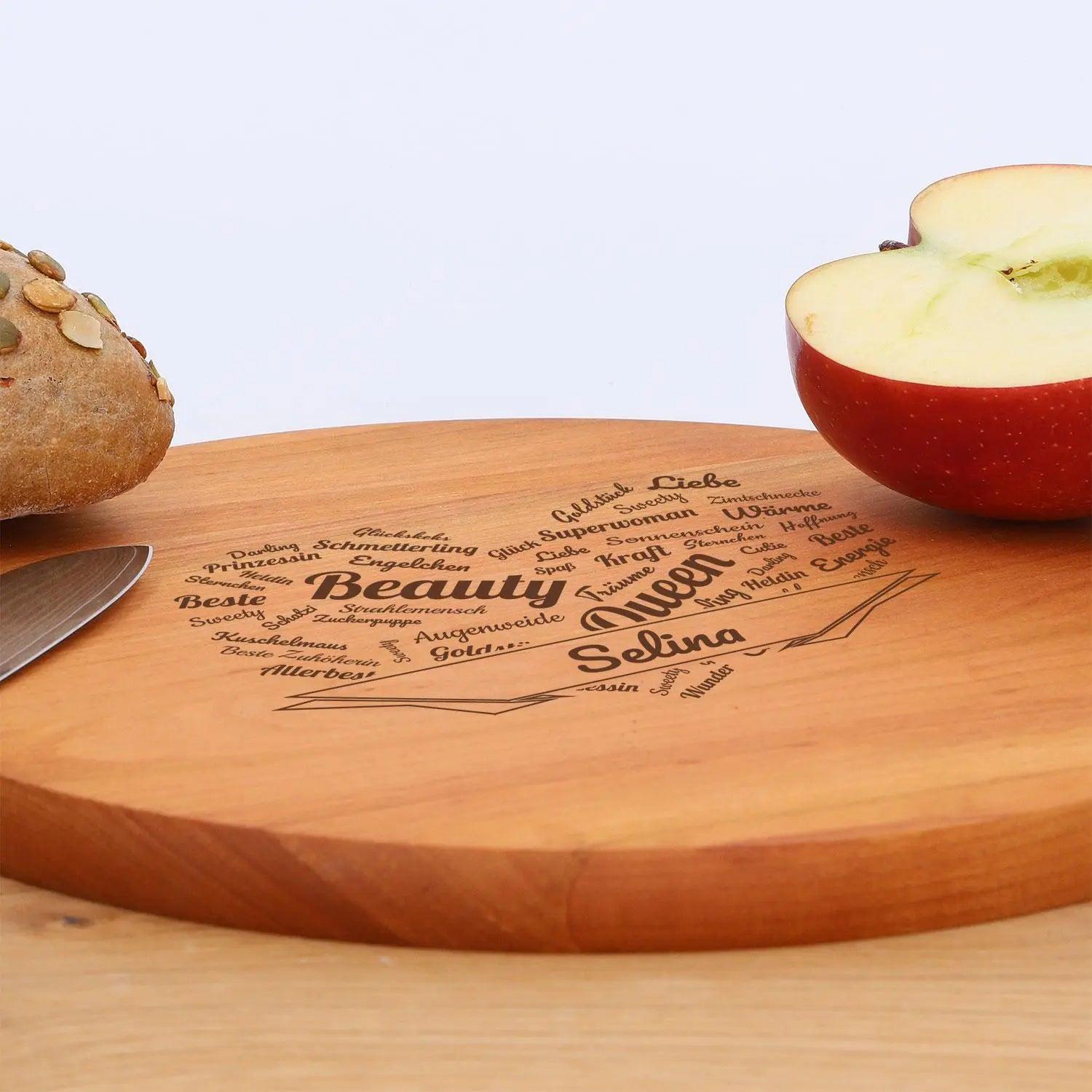 Rundes Schneidebrett mit Gravur aus Kirsche "Small"
