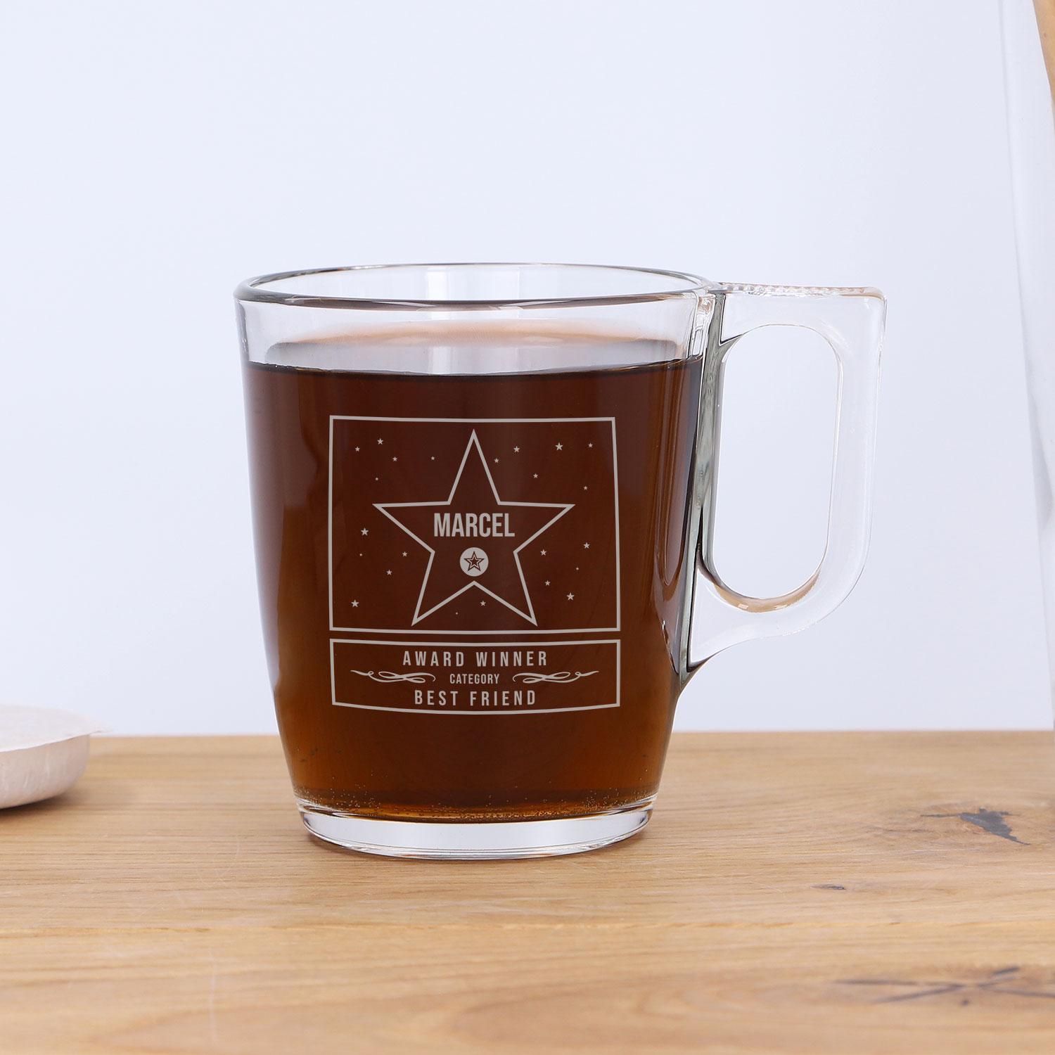 Glastasse "New Day" mit Gravur - personalisiert