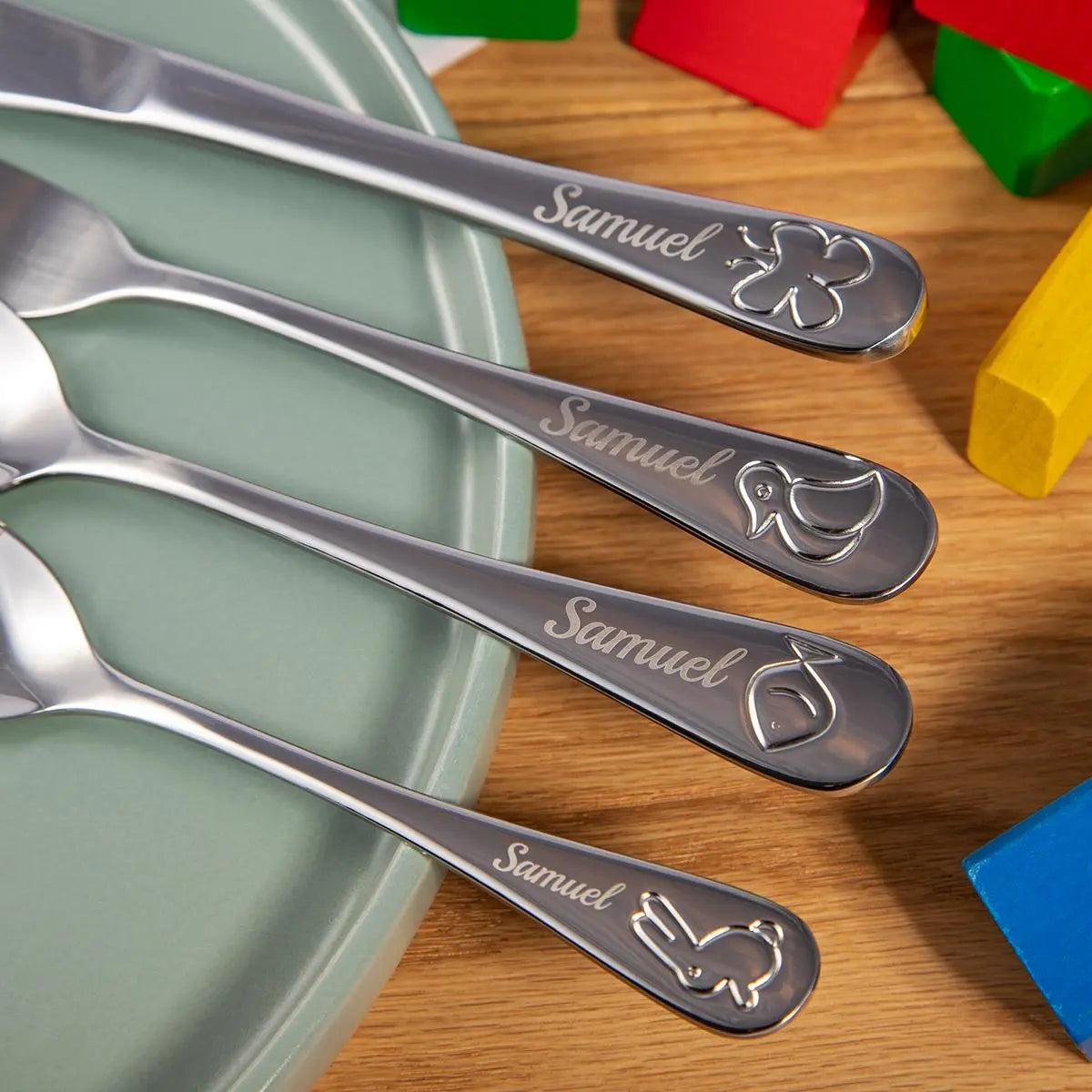 Kinderbesteck "Tiere" (4-teilig mit Gravur)