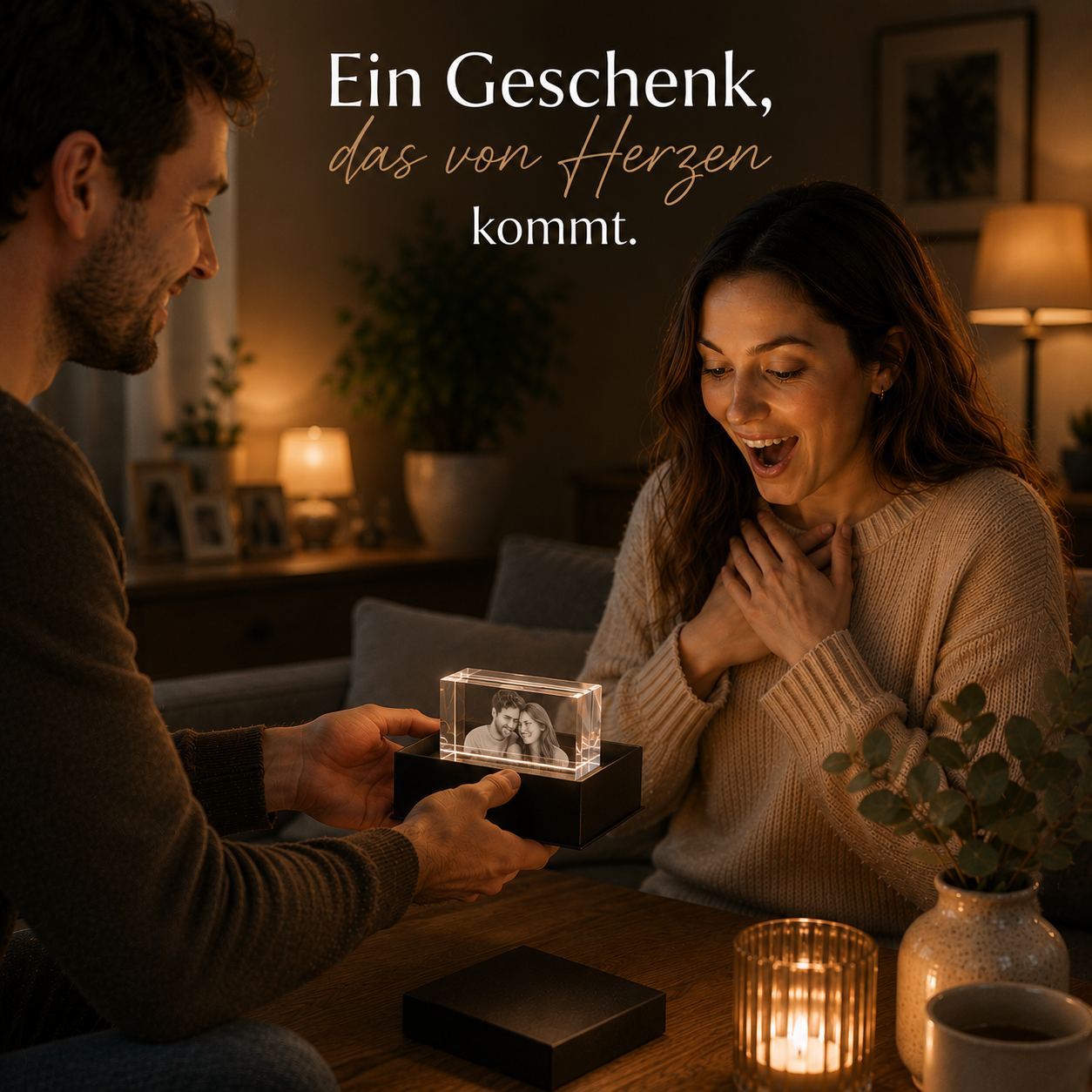 3D Glasfoto Quader Querformat - Größe: 60 x 40 x 40 mm - für 1 Person oder Tier