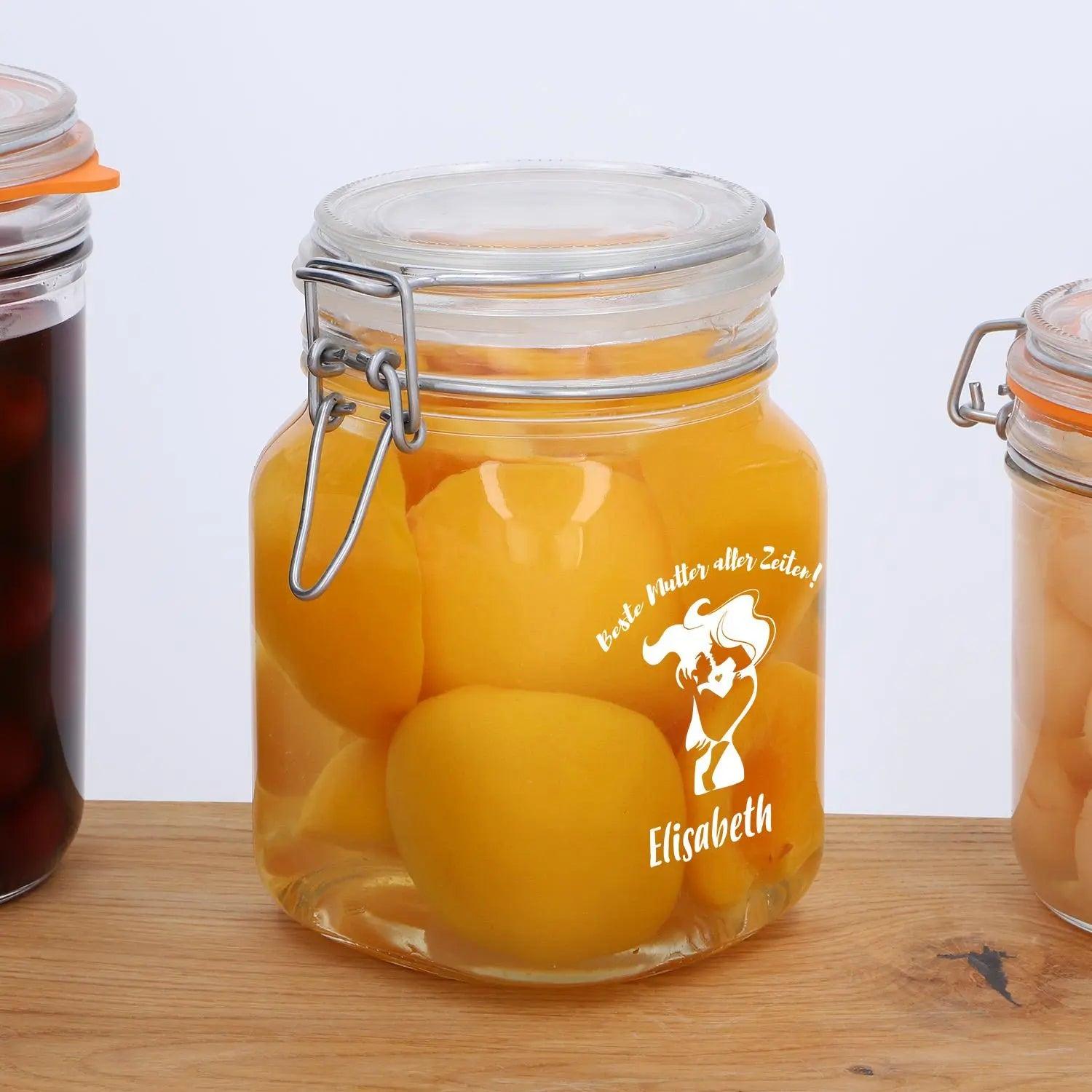 Vorratsglas "Primizie Ermetico" 1,0 Liter mit Gravur