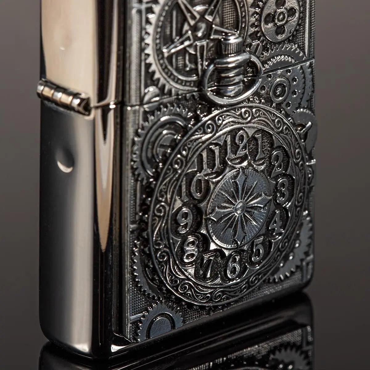Premium Zippo Taschenuhr mit Gravur - originales Benzinfeuerzeug im Vintage-Look