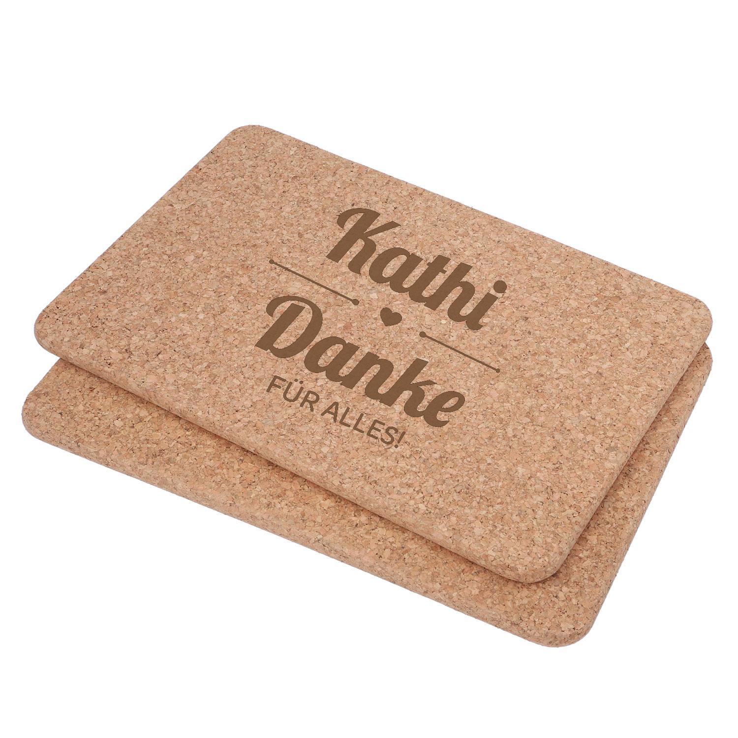 Untersetzer-Set aus Kork mit Gravur - 2-teilig personalisiert