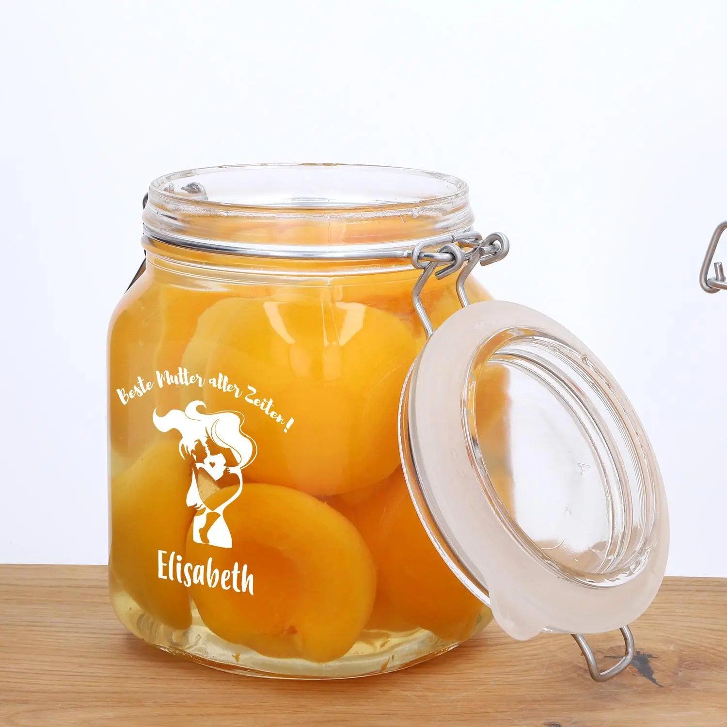 Vorratsglas "Primizie Ermetico" 1,0 Liter mit Gravur