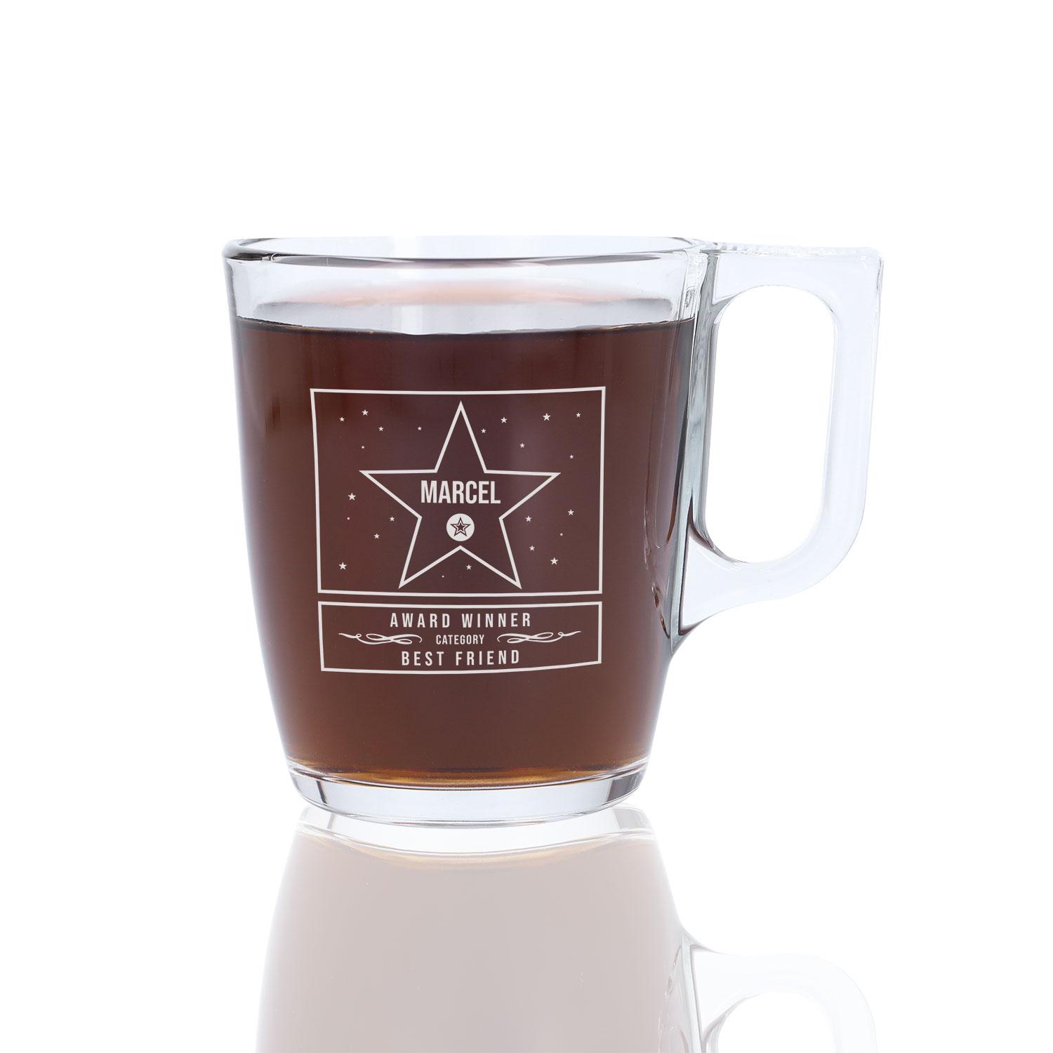 Glastasse "New Day" mit Gravur - personalisiert