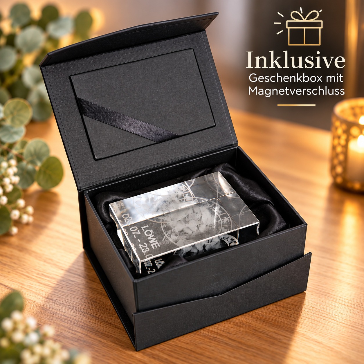 3D Glasquader   Motiv: Engel mit Text Ich beschütze Dich! – Geschenk