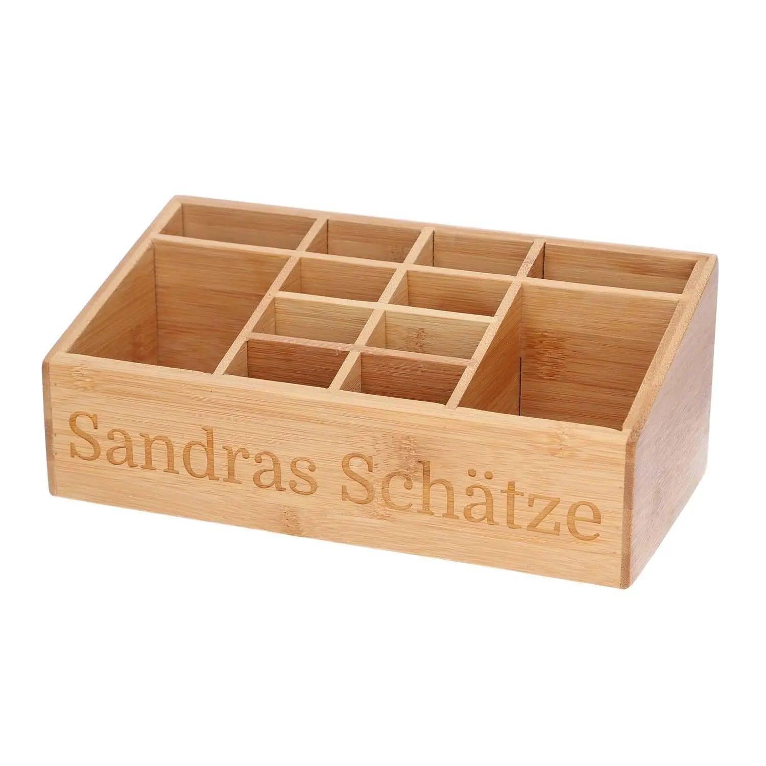 Organizer aus Bambus mit Gravur - Schreibtisch-Organizer personalisiert