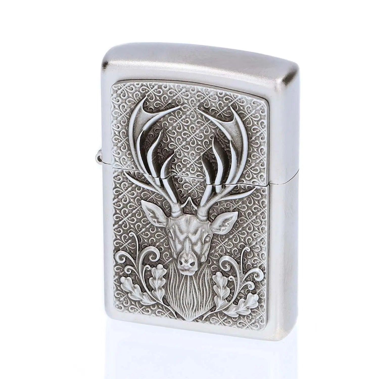 Premium Zippo Hirsch mit Gravur - originales windfestes Benzinfeuerzeug