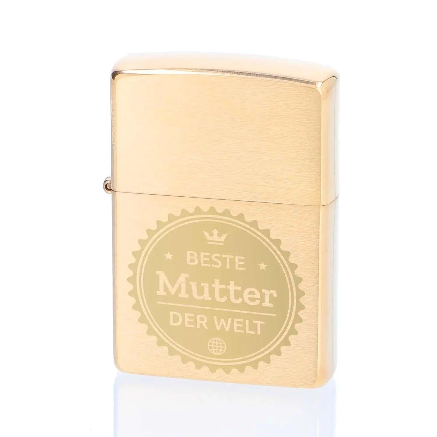 Zippo Brass Brushed Gold mit Gravur - originales windfestes Benzinfeuerzeug