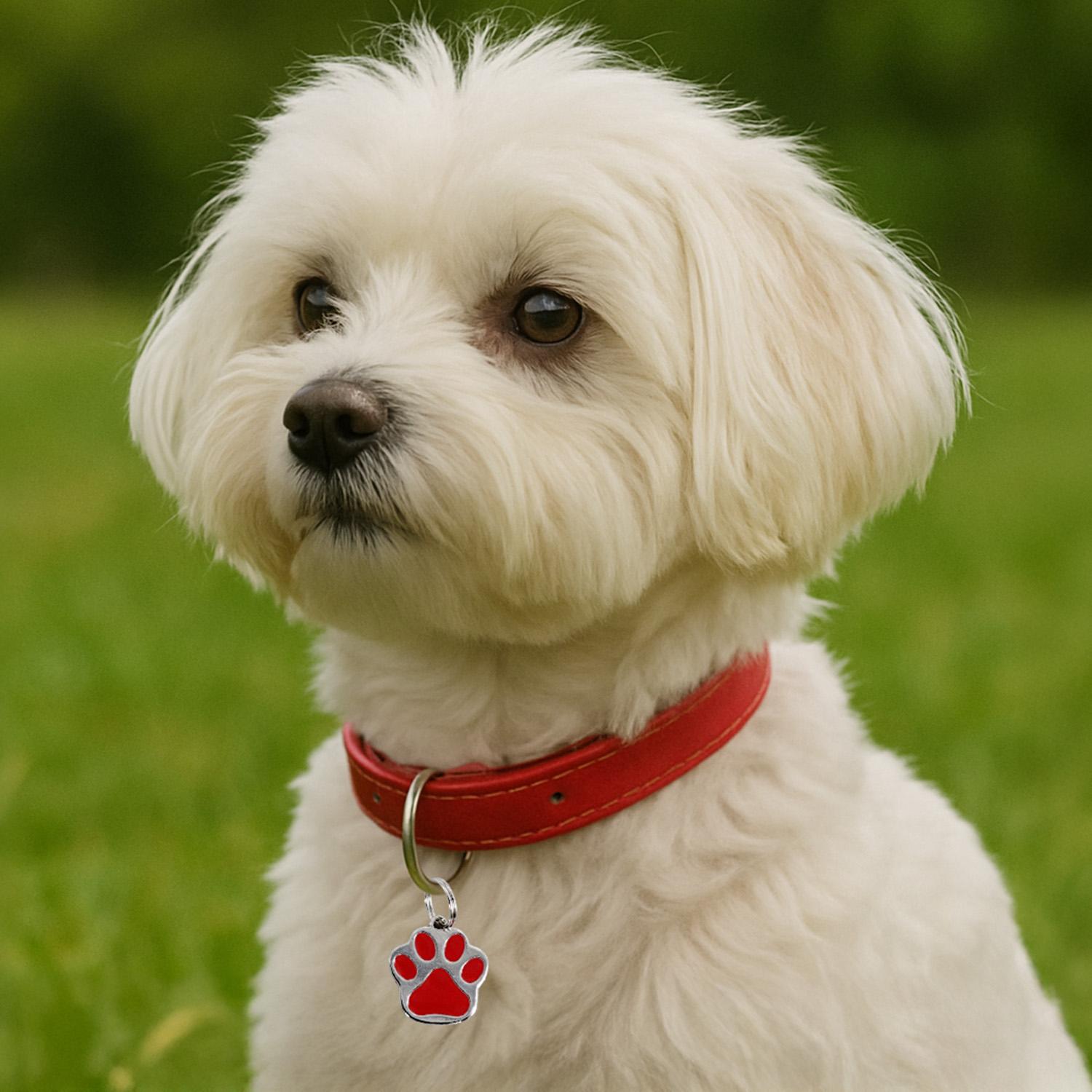 Hundemarke Pfote mit Gravur in Violett/Lila - personalisierte Tiermarke