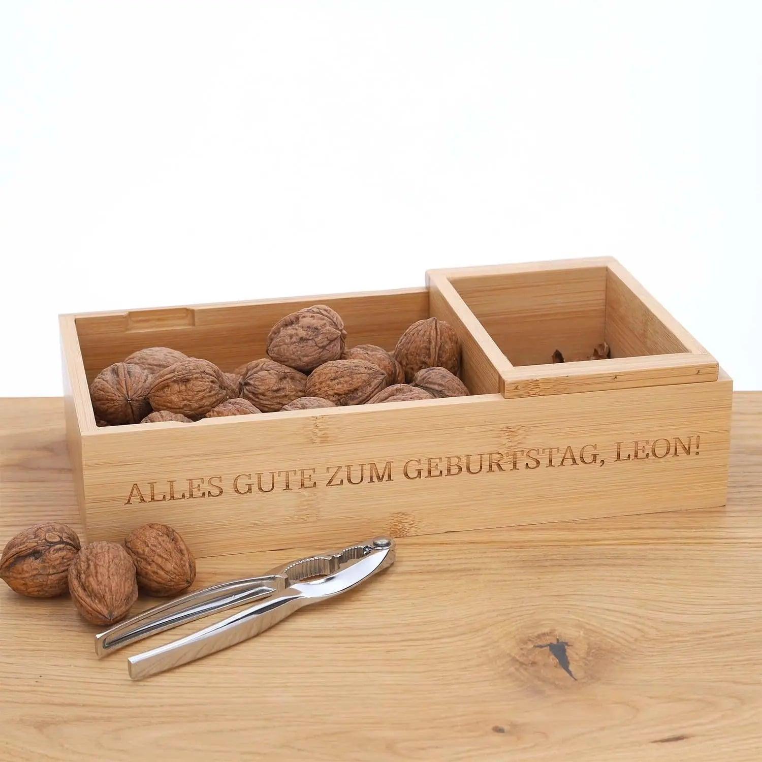 Nussknacker-Set mit Gravur aus Bambus