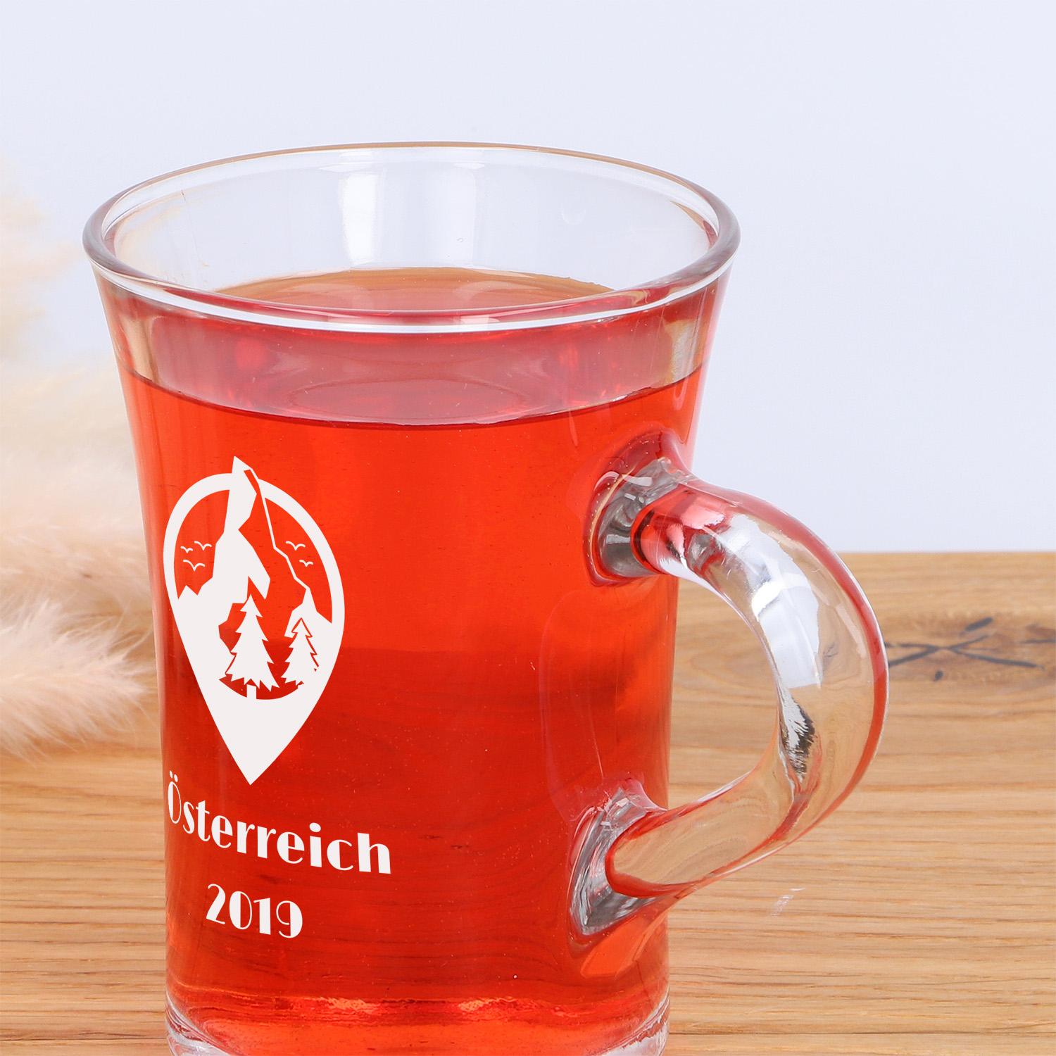 Teeglas "Madurai" mit Gravur und Henkel - personalisiert