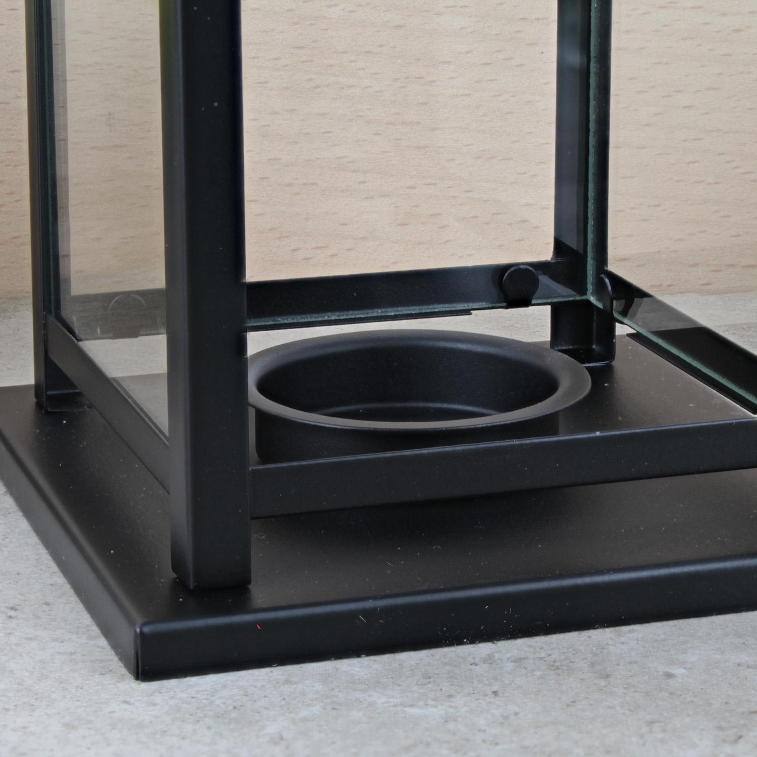Grablaterne klein mit Gravur in Schwarz - personalisierte Grablampe für Teelichter