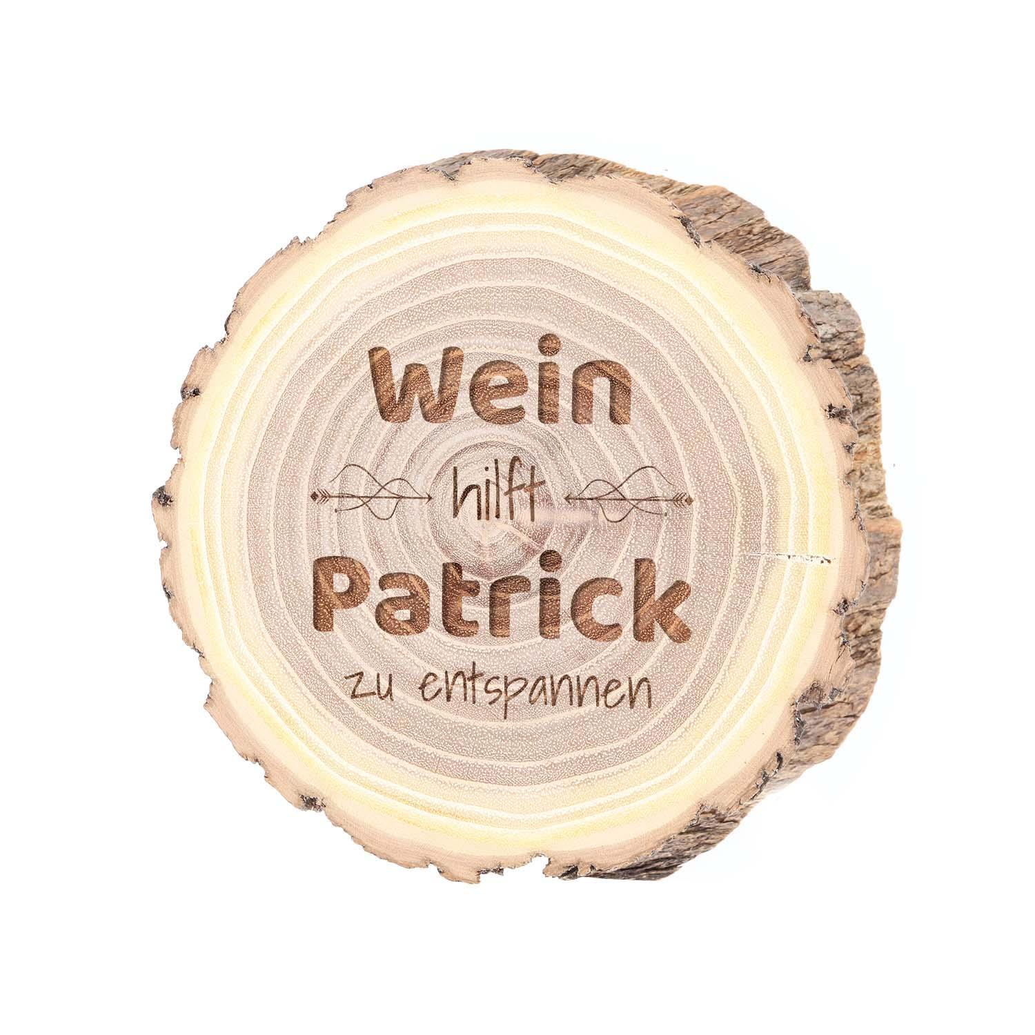 Baumscheiben Untersetzer mit Gravur - Akazie 10-12 cm, Set 4-teilig