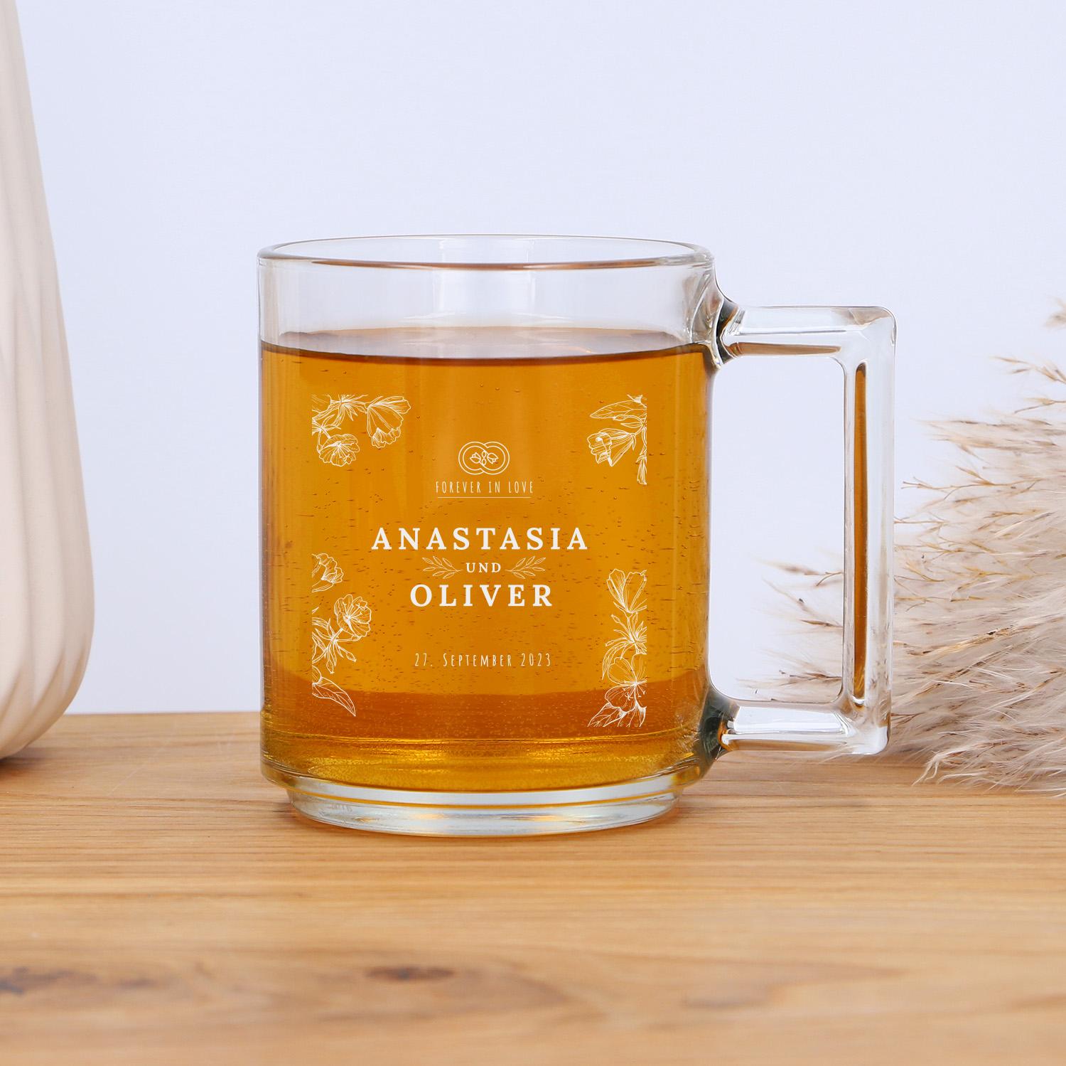 Glastasse "Sunlight" mit Gravur - personalisiert