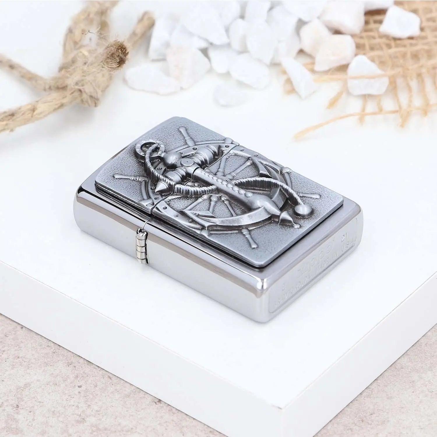 Premium Zippo Anker mit Gravur - originales windfestes Benzinfeuerzeug