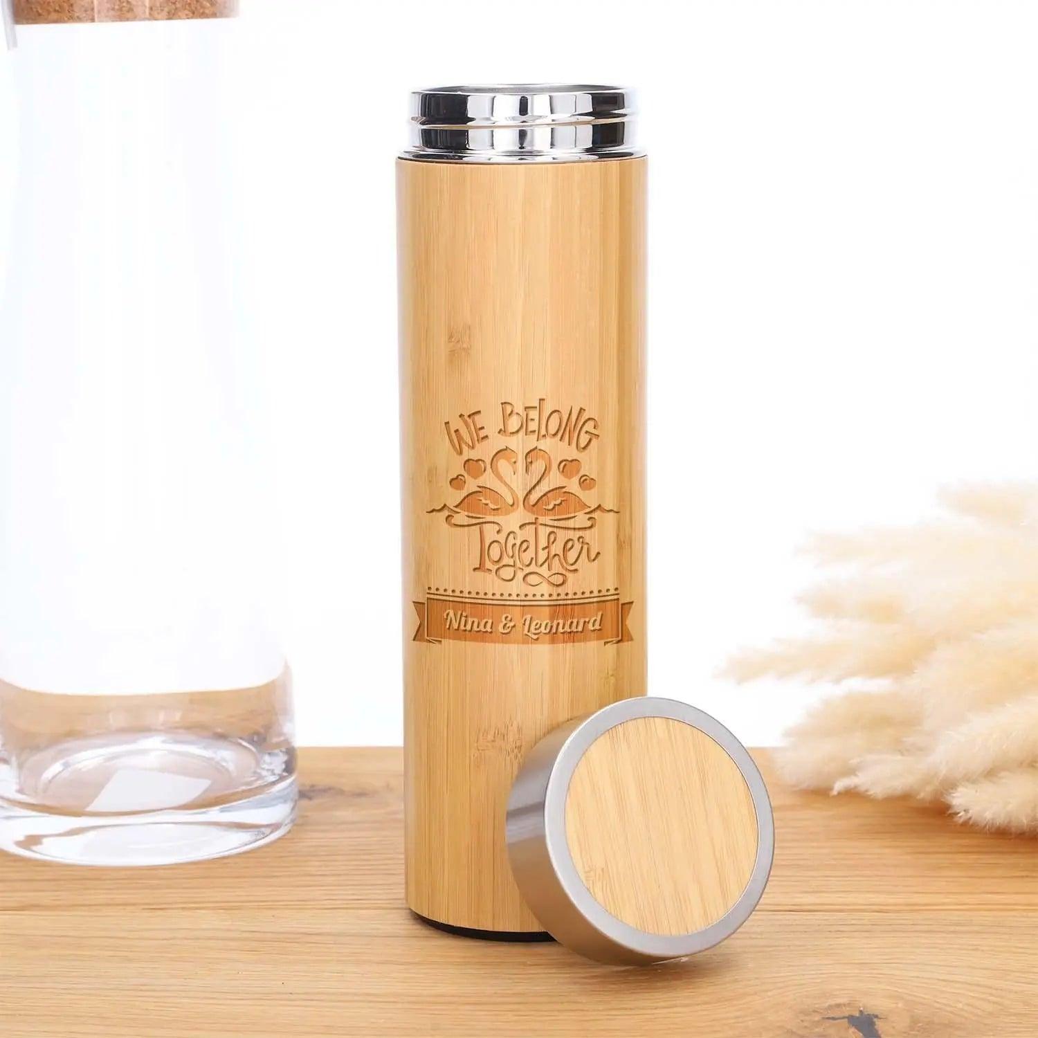 Deluxe Isolierflasche aus Bambus mit Gravur