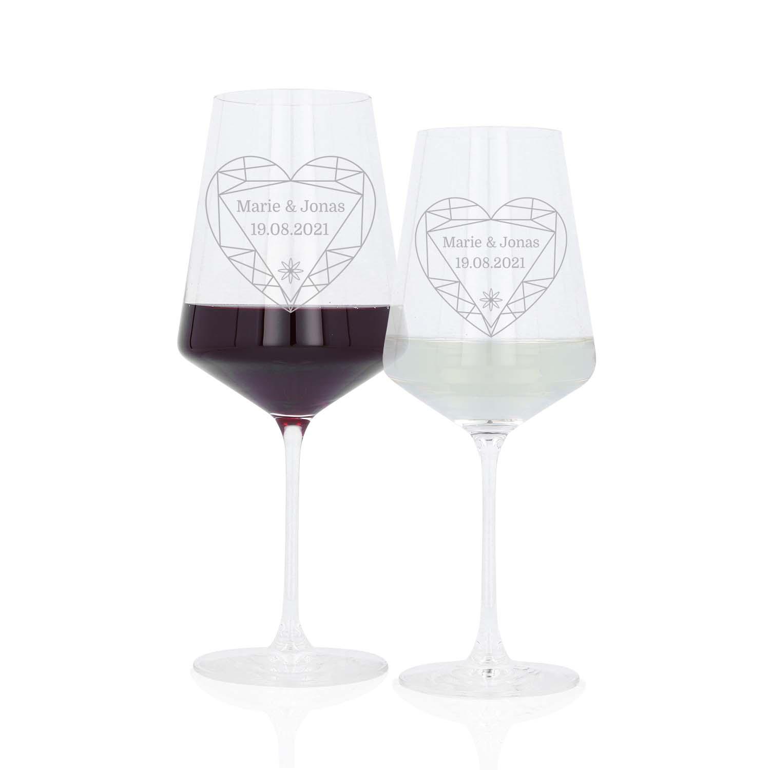 LEONARDO Weinglas-Set mit Gravur für Rot- und Weißwein
