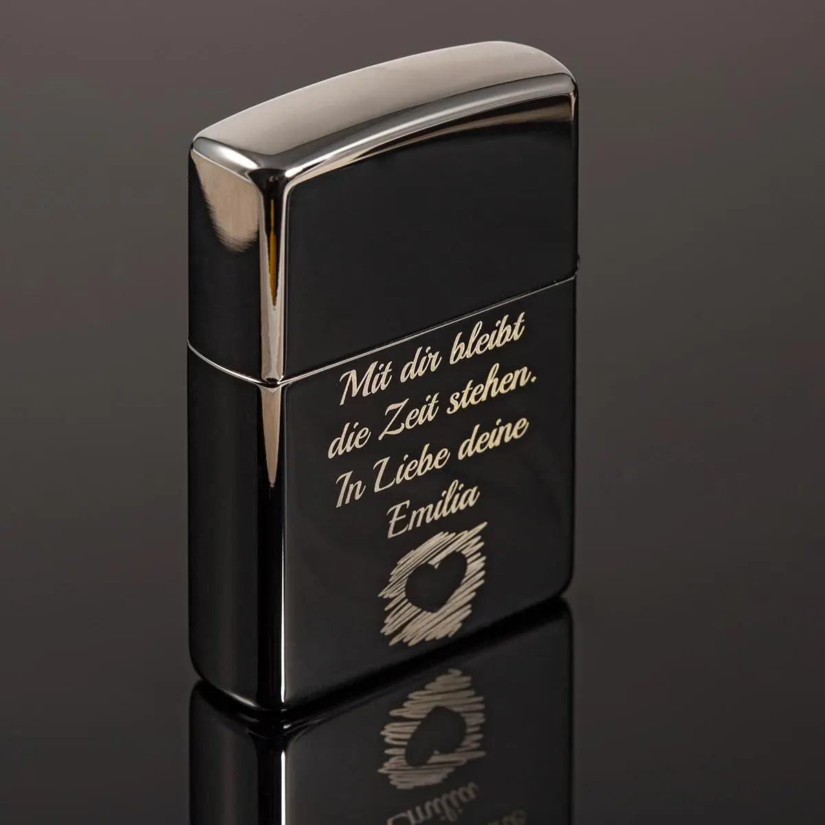 Premium Zippo Taschenuhr mit Gravur - originales Benzinfeuerzeug im Vintage-Look