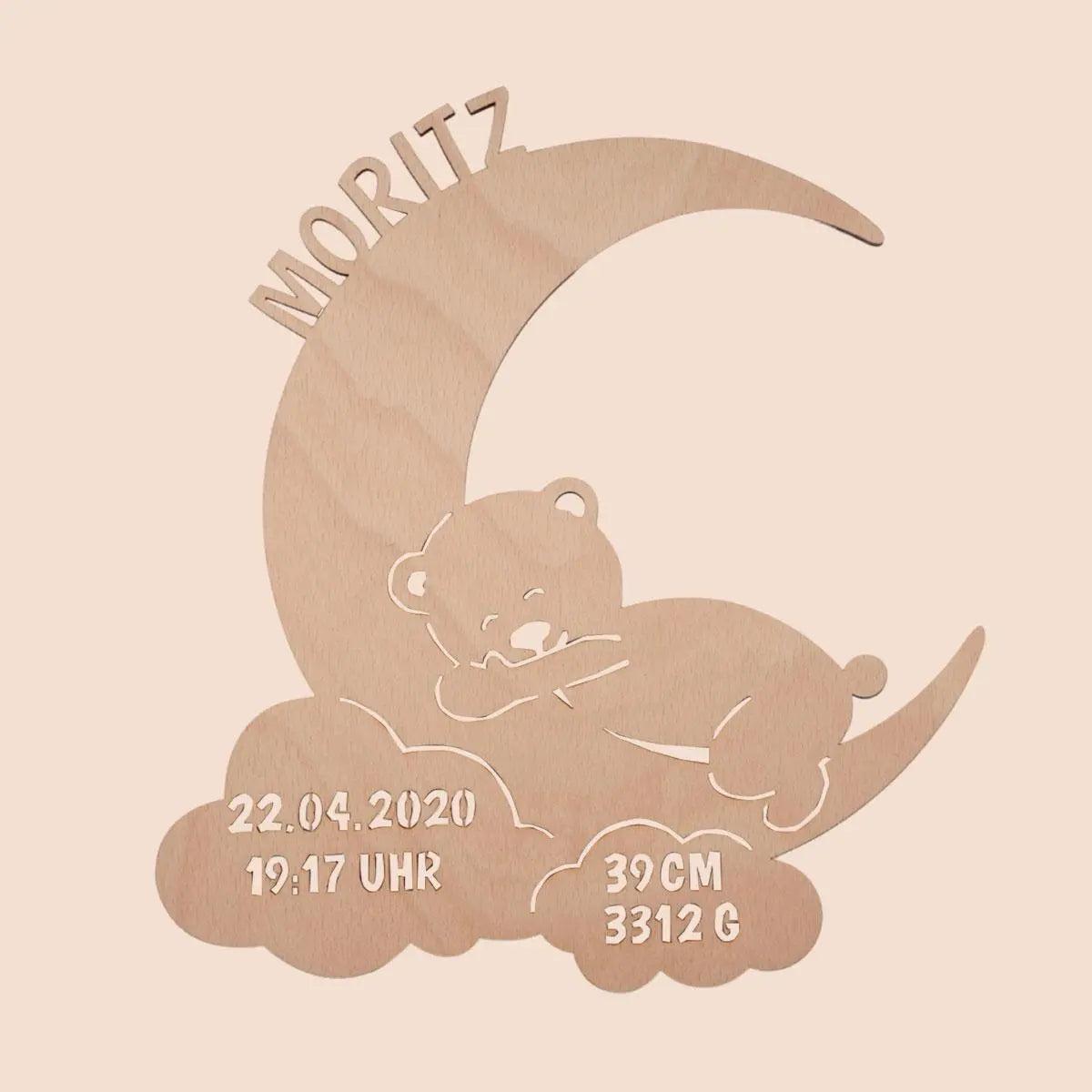 Nachtlicht Mond mit Teddy mit Personalisierung