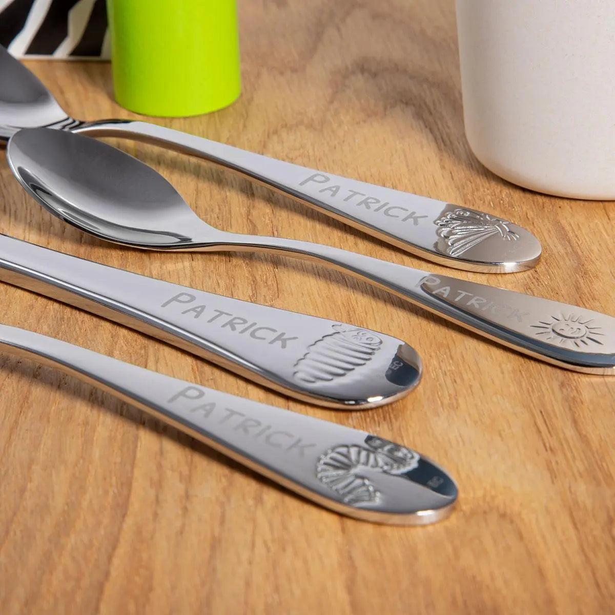 Kinderbesteck "Raupe Nimmersatt" (4-teilig mit Gravur)