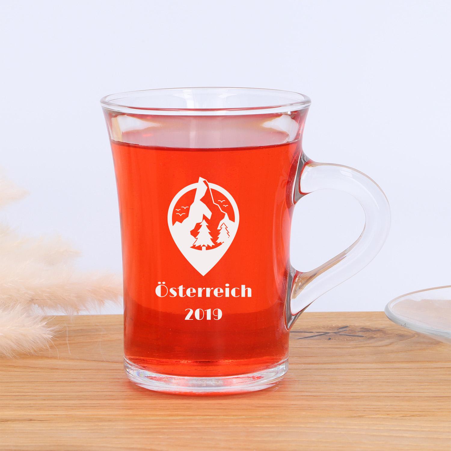 Teeglas "Madurai" mit Gravur und Henkel - personalisiert