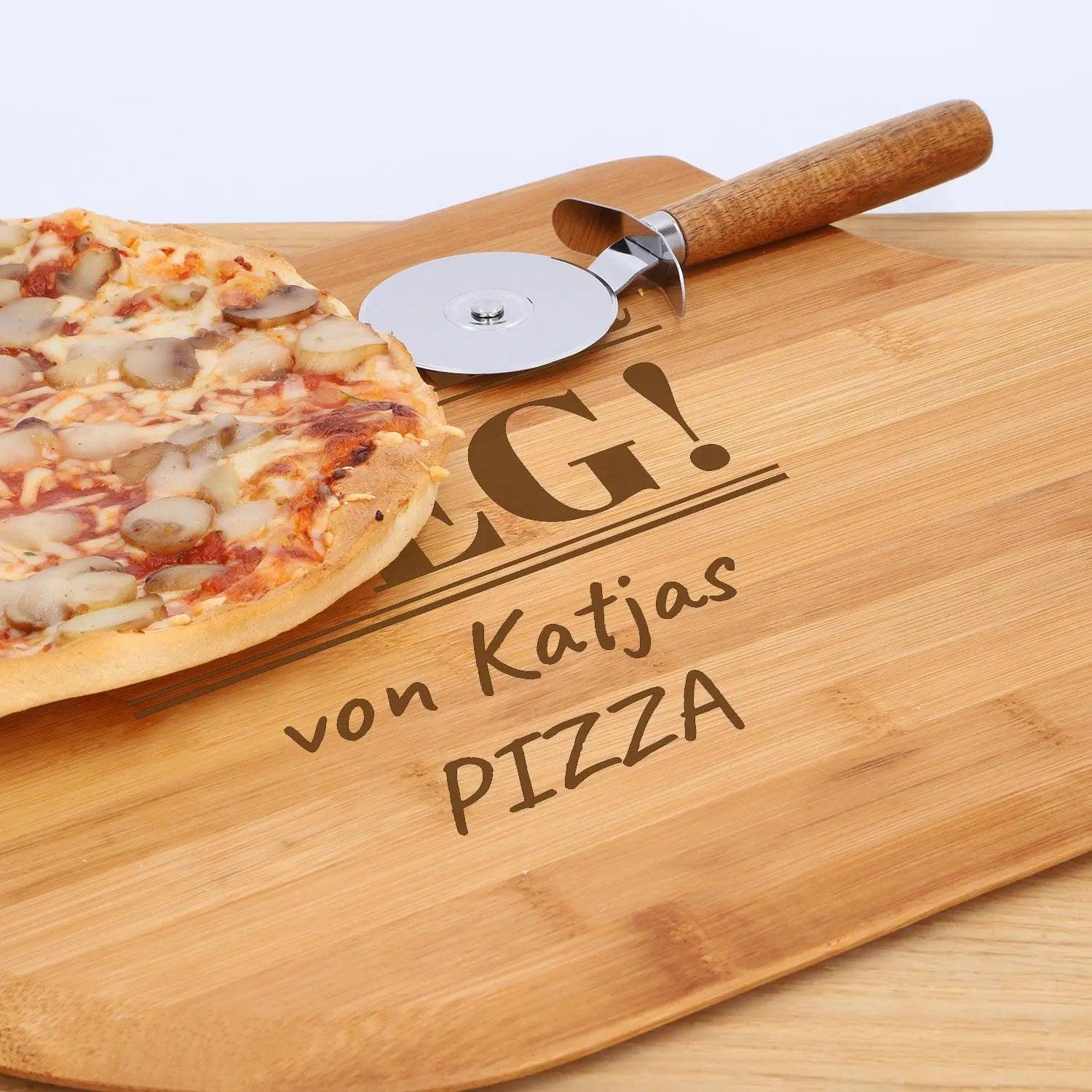 Pizzabrett mit Gravur (aus Bambus)