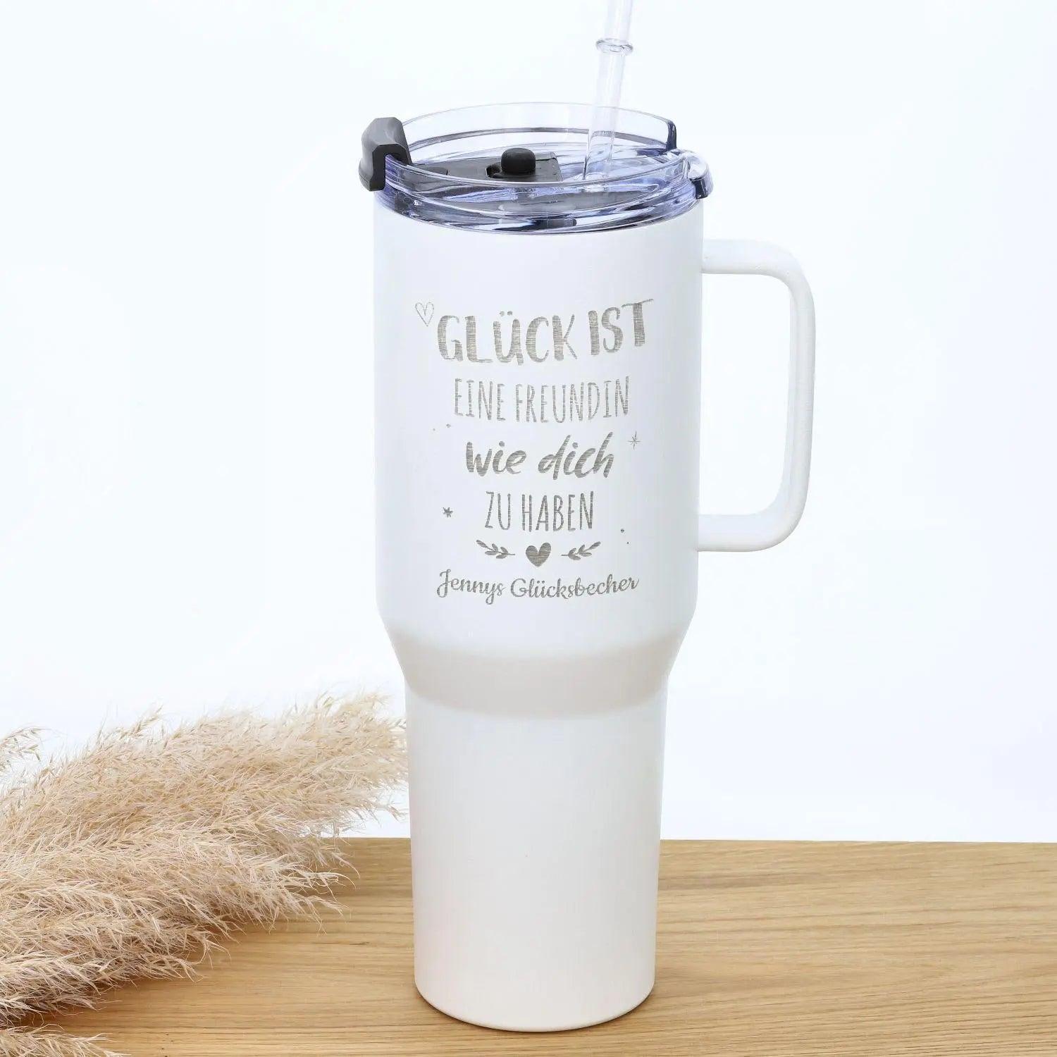 Thermobecher personalisiert in weiß mit Strohhalm "Rocky Mountains" 1,2 l
