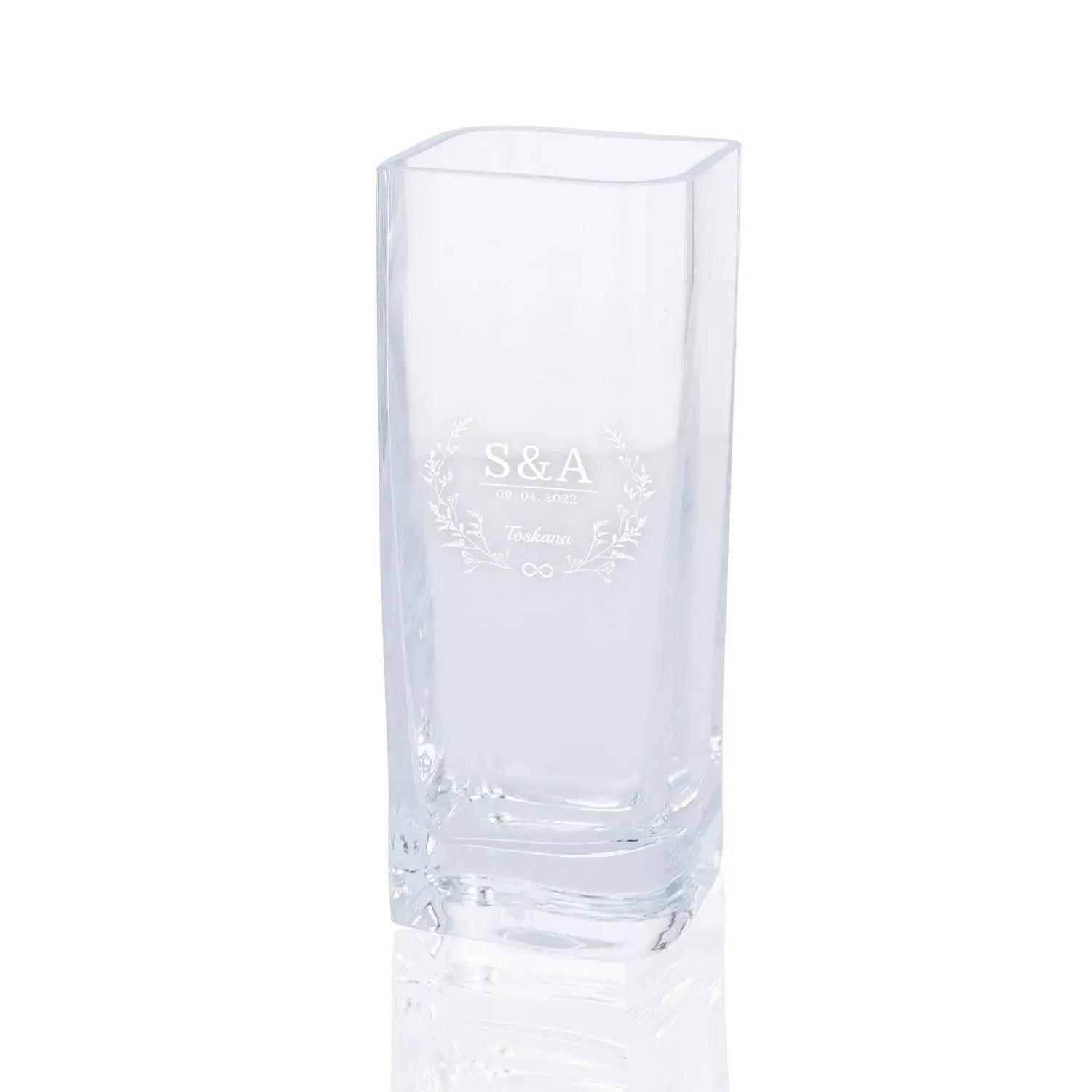 LEONARDO Vase mit Gravur Lucca 20 cm - dekorative Glasvase als Geschenkidee