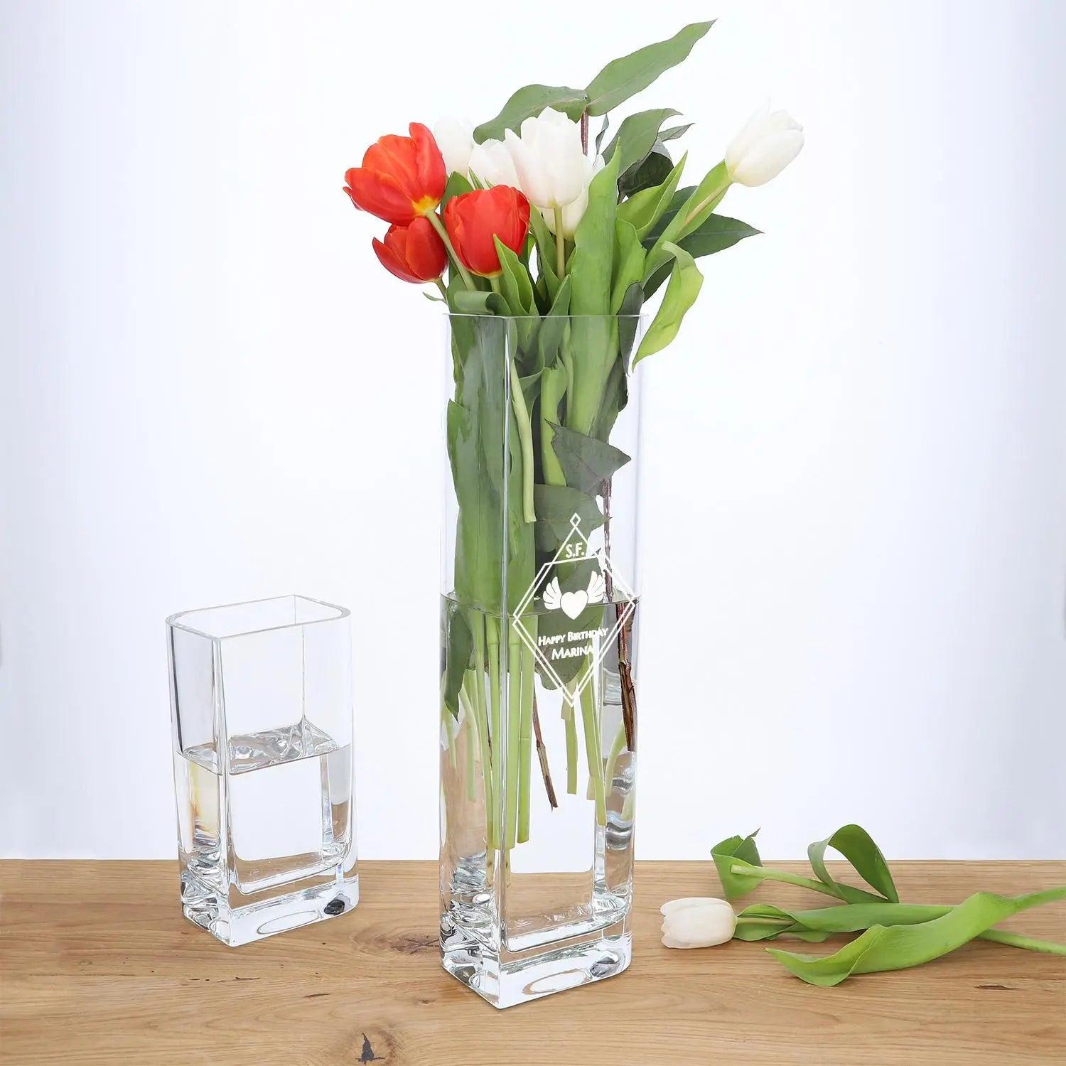LEONARDO Vase mit Gravur Lucca 40 cm - personalisierbare Glasvase als Geschenk