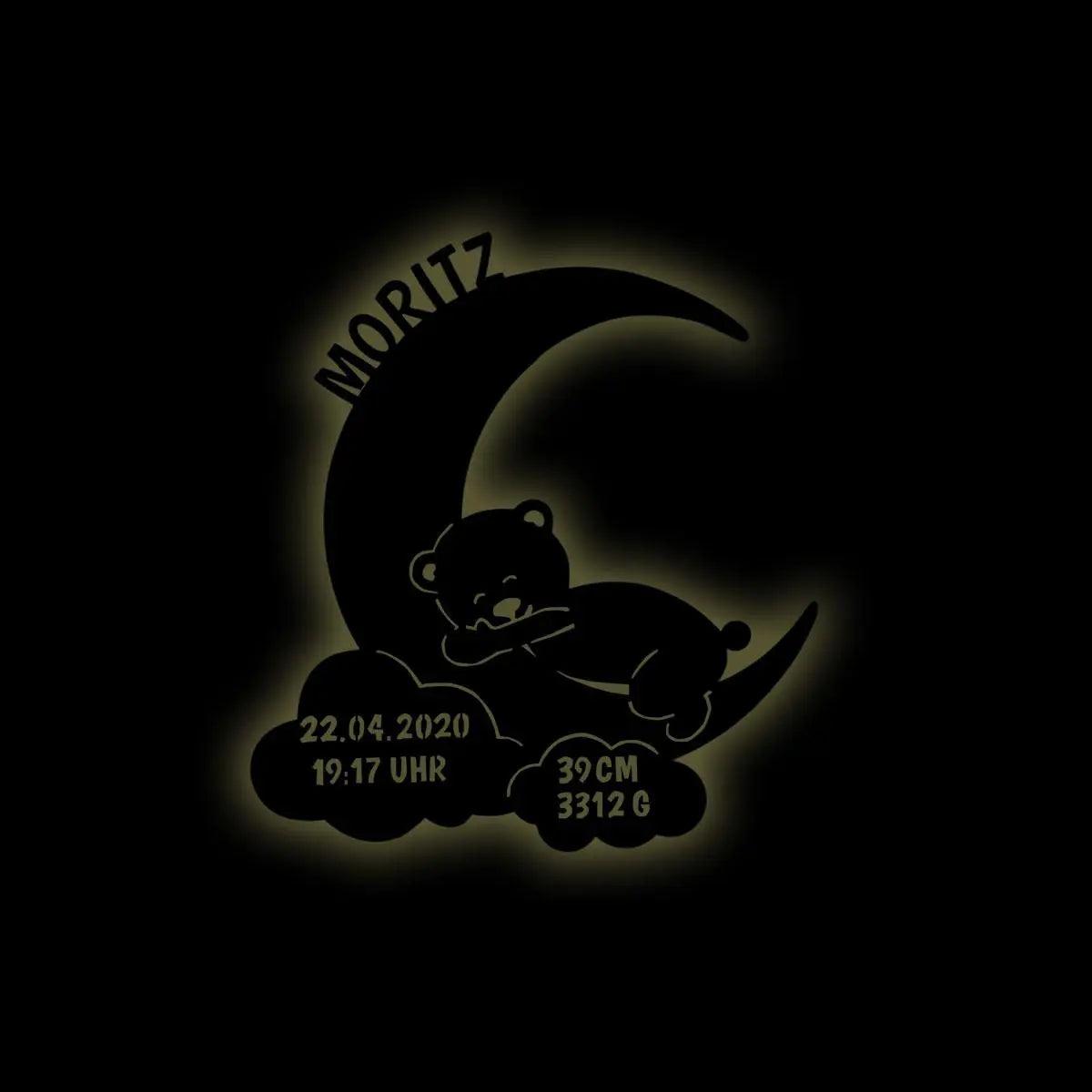 Nachtlicht Mond mit Teddy mit Personalisierung