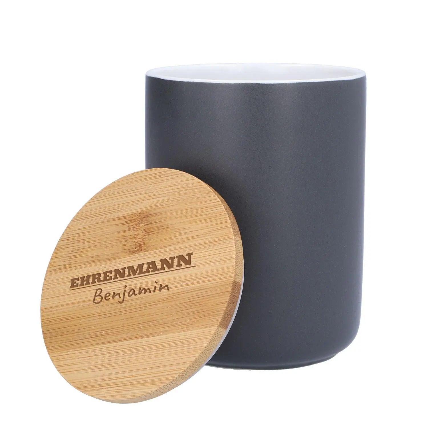 Vorratsdose mit Bambusdeckel in Anthrazit S